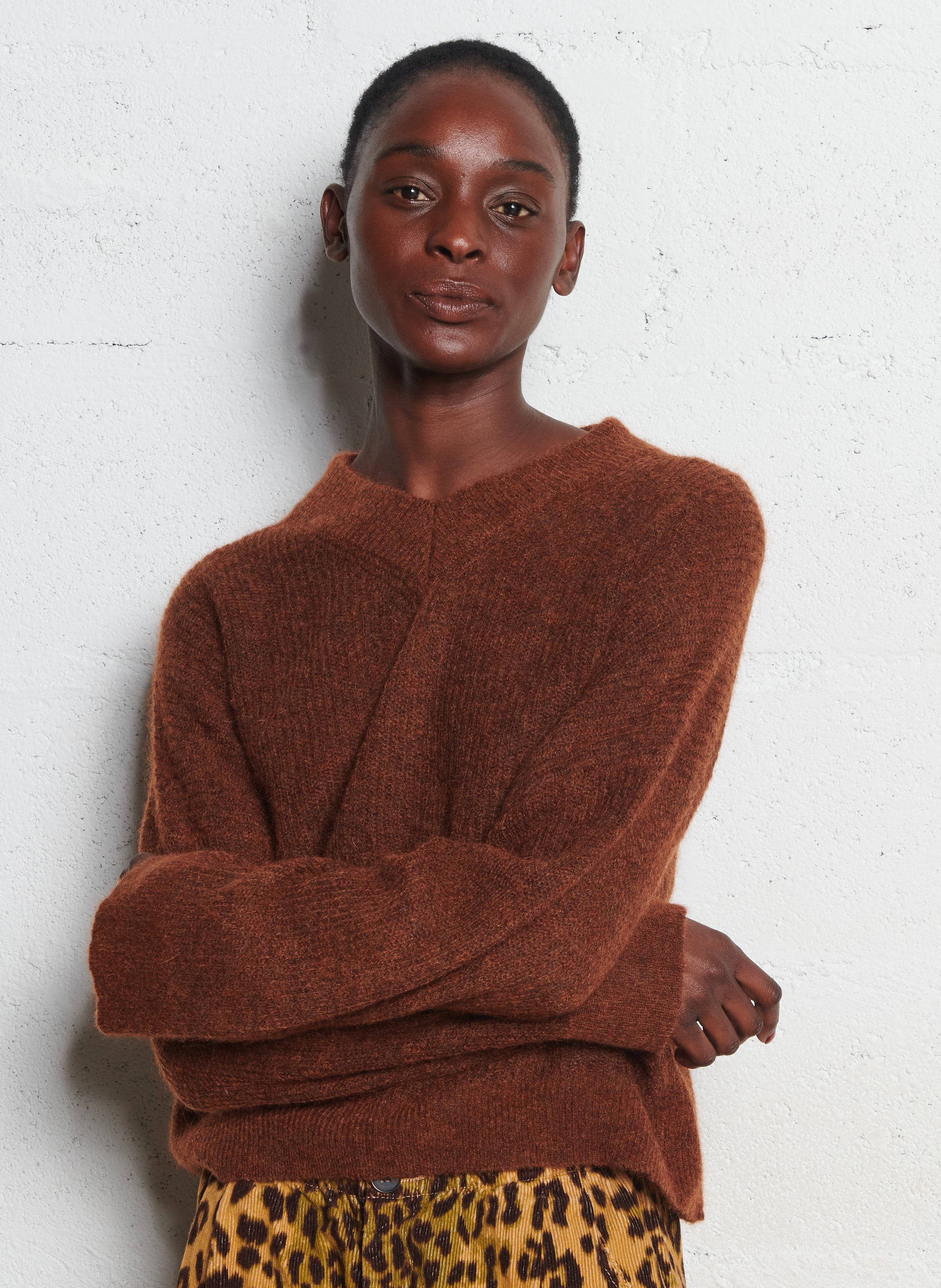 Wijde trui van mohairmix met V-hals BELLEROSE