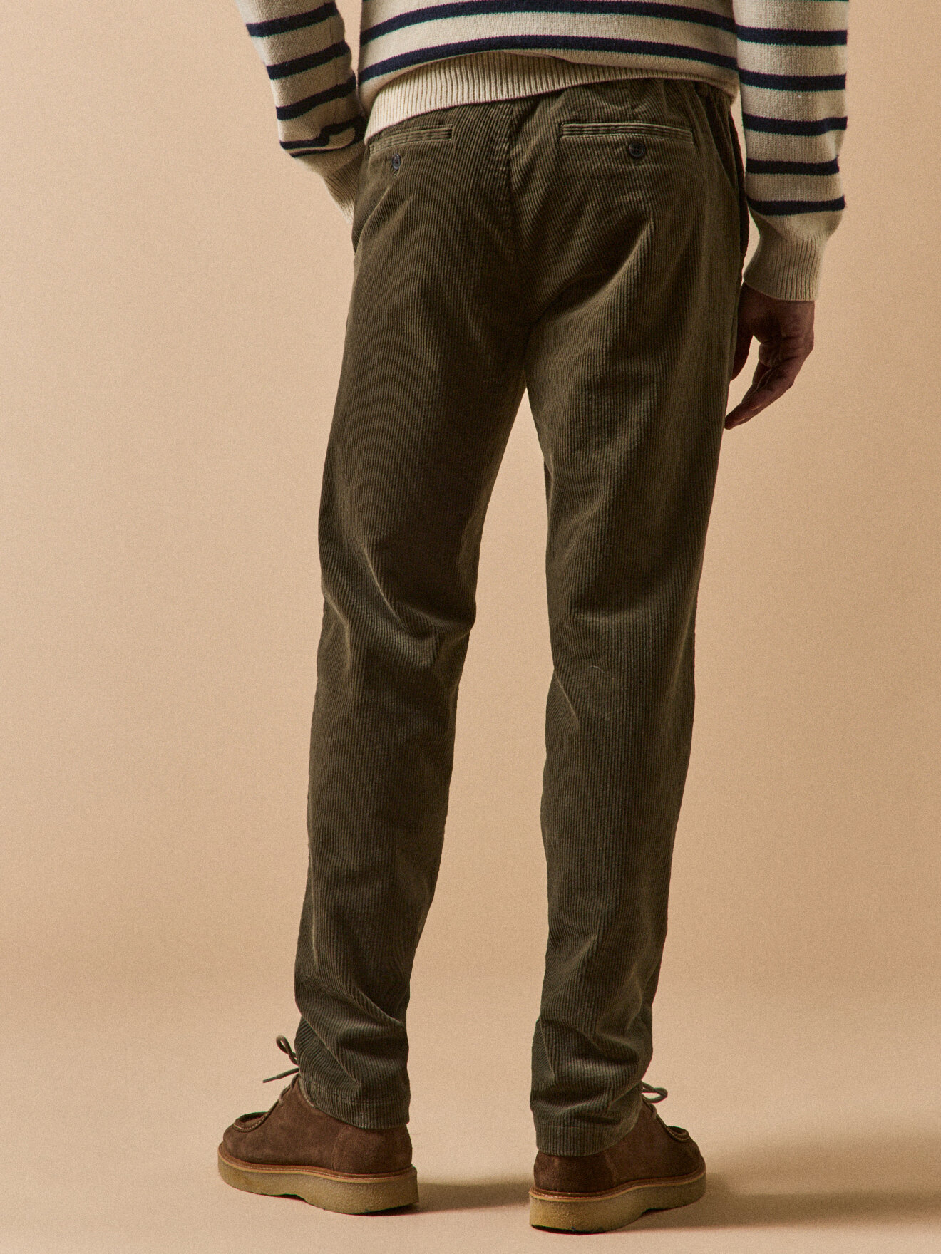 Elasticated waist corduroy pants CYRILLUS Green