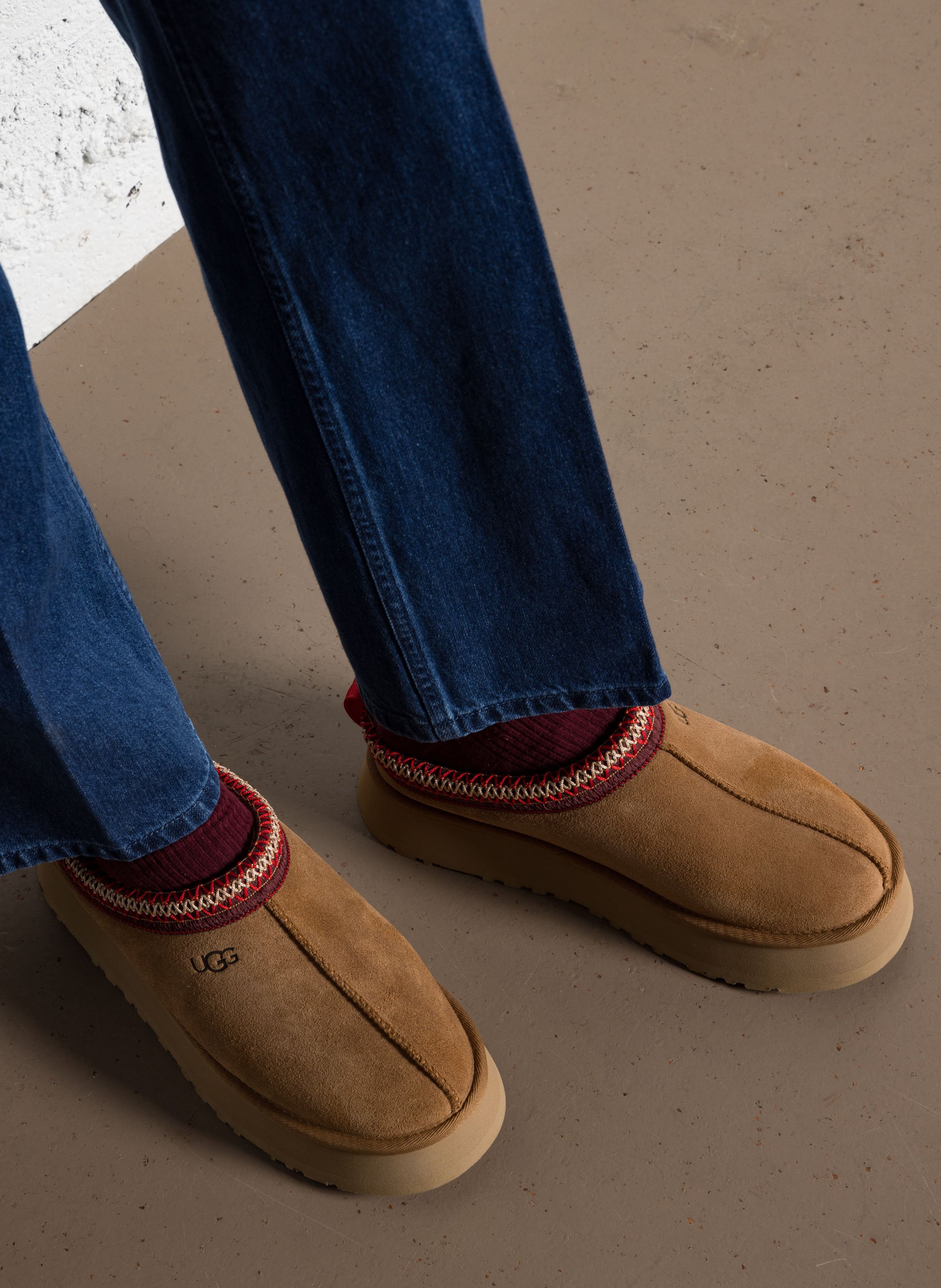 Deels leren klompen UGG Bruin