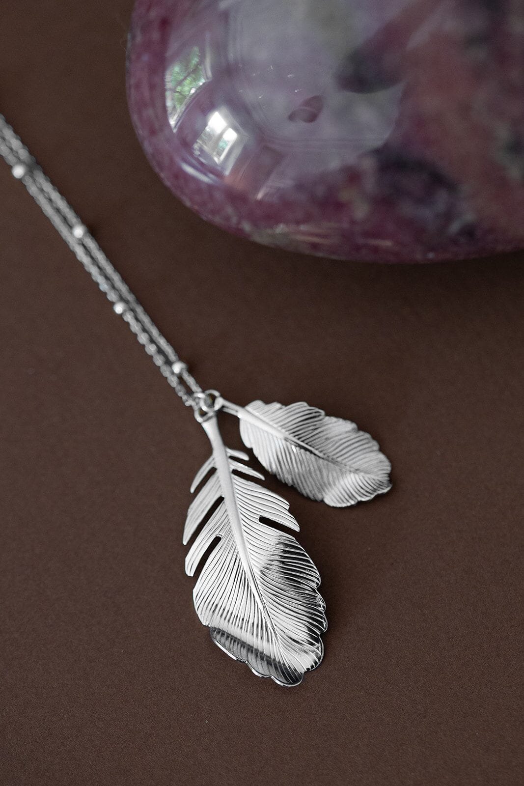 Gold-plated leaf pendant MONSIEUR SIMONE Silver