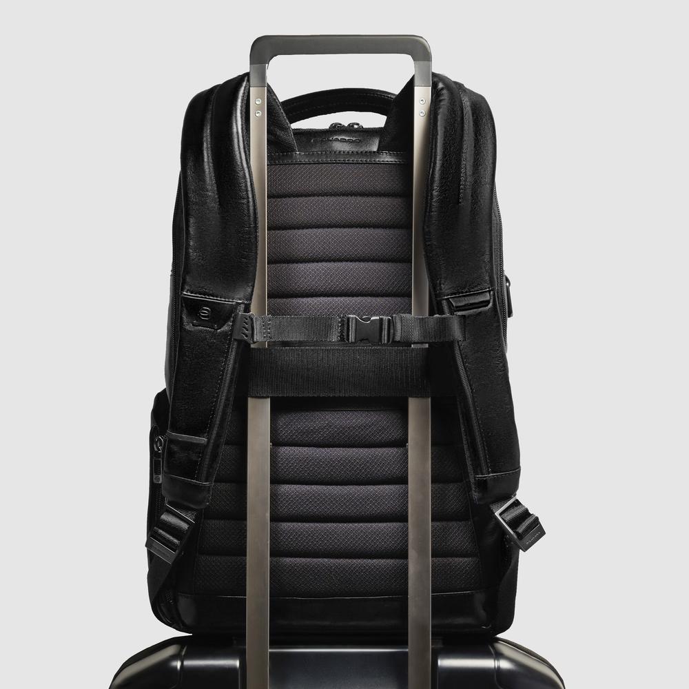 Customizable backpack for computer and iPad® with shock protection and RFID protection PIQUADRO Black