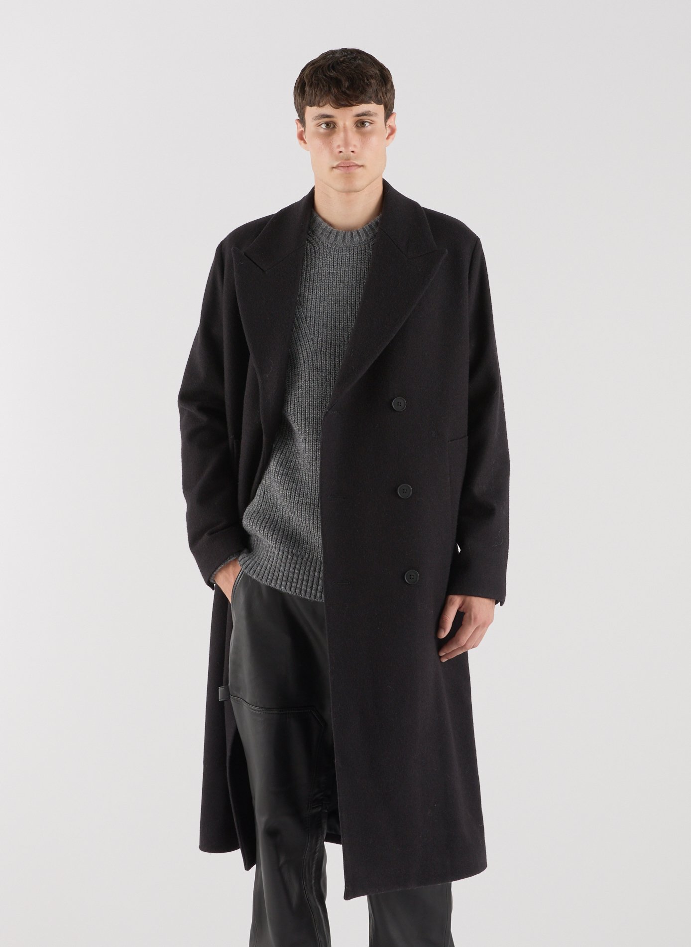 Langer Wollmantel mit Reverskragen SAISON 1865 Schwarz