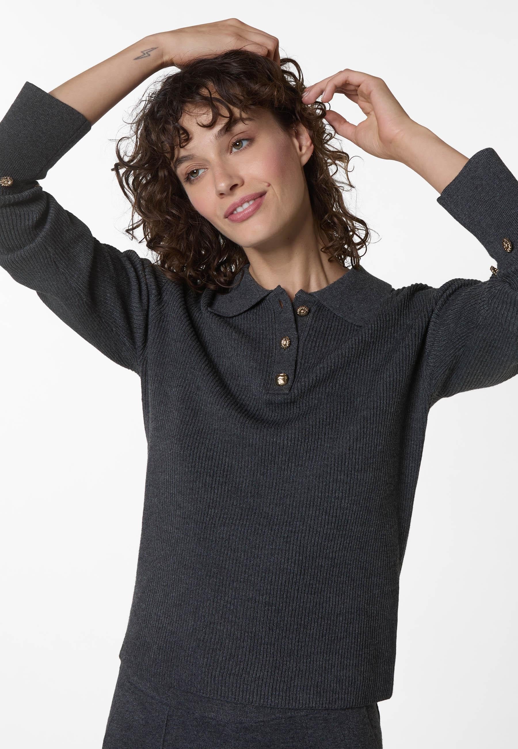 Ribbed polo RODIER Grey