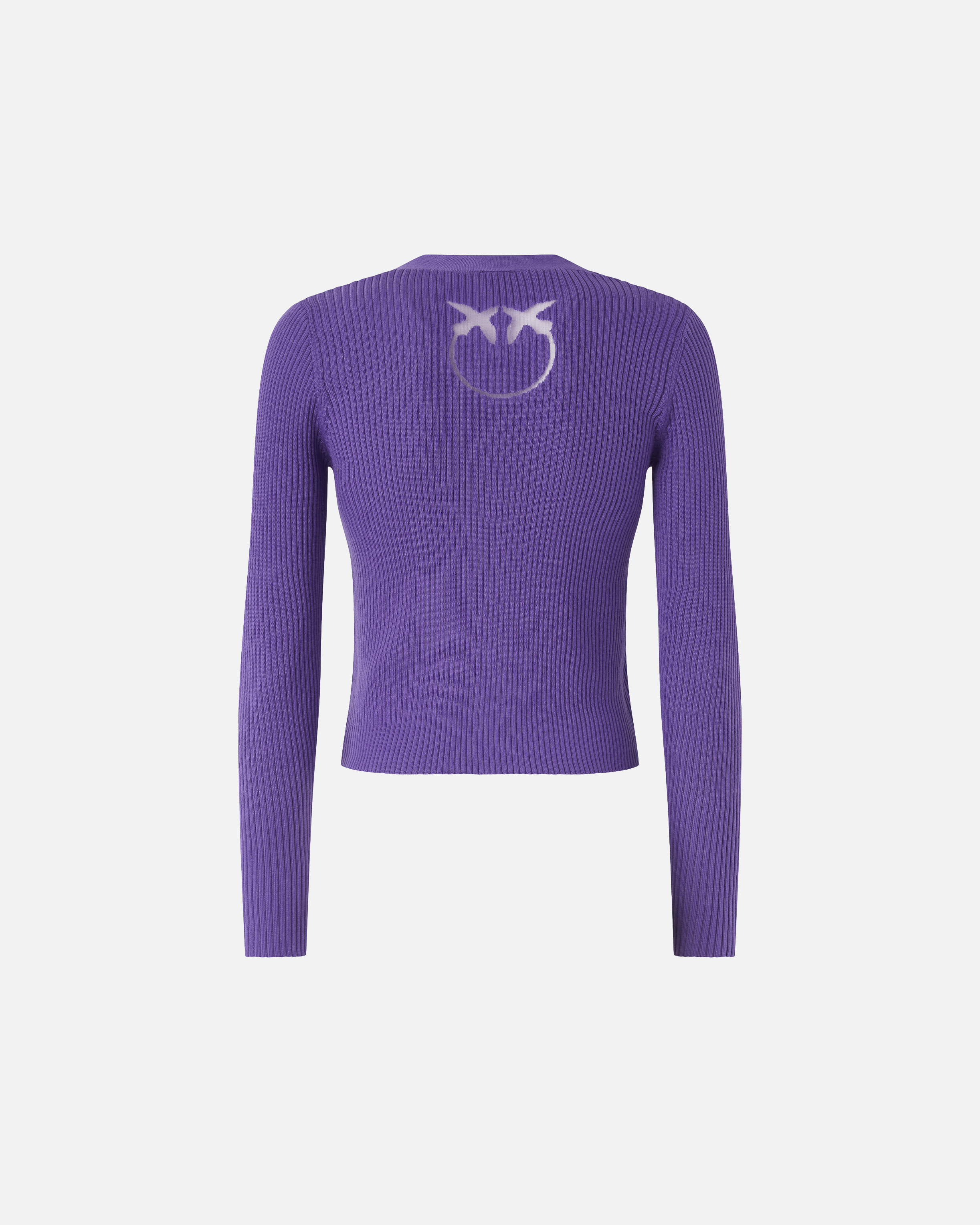 Ribbed cardigan with love birds logo PINKO Purple