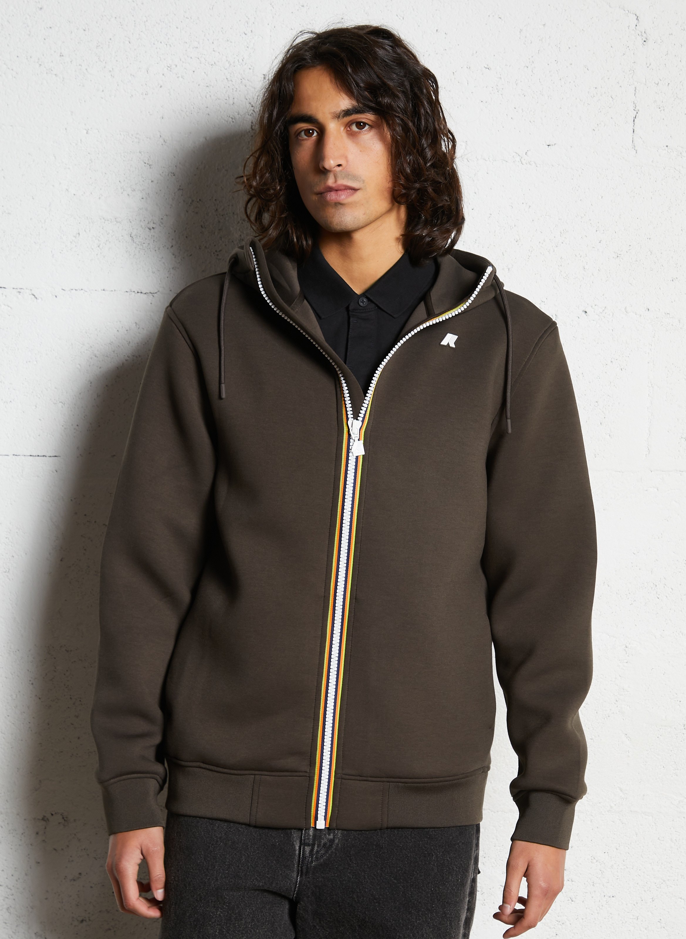 Sweat ample zippé à capuche K-WAY Kaki