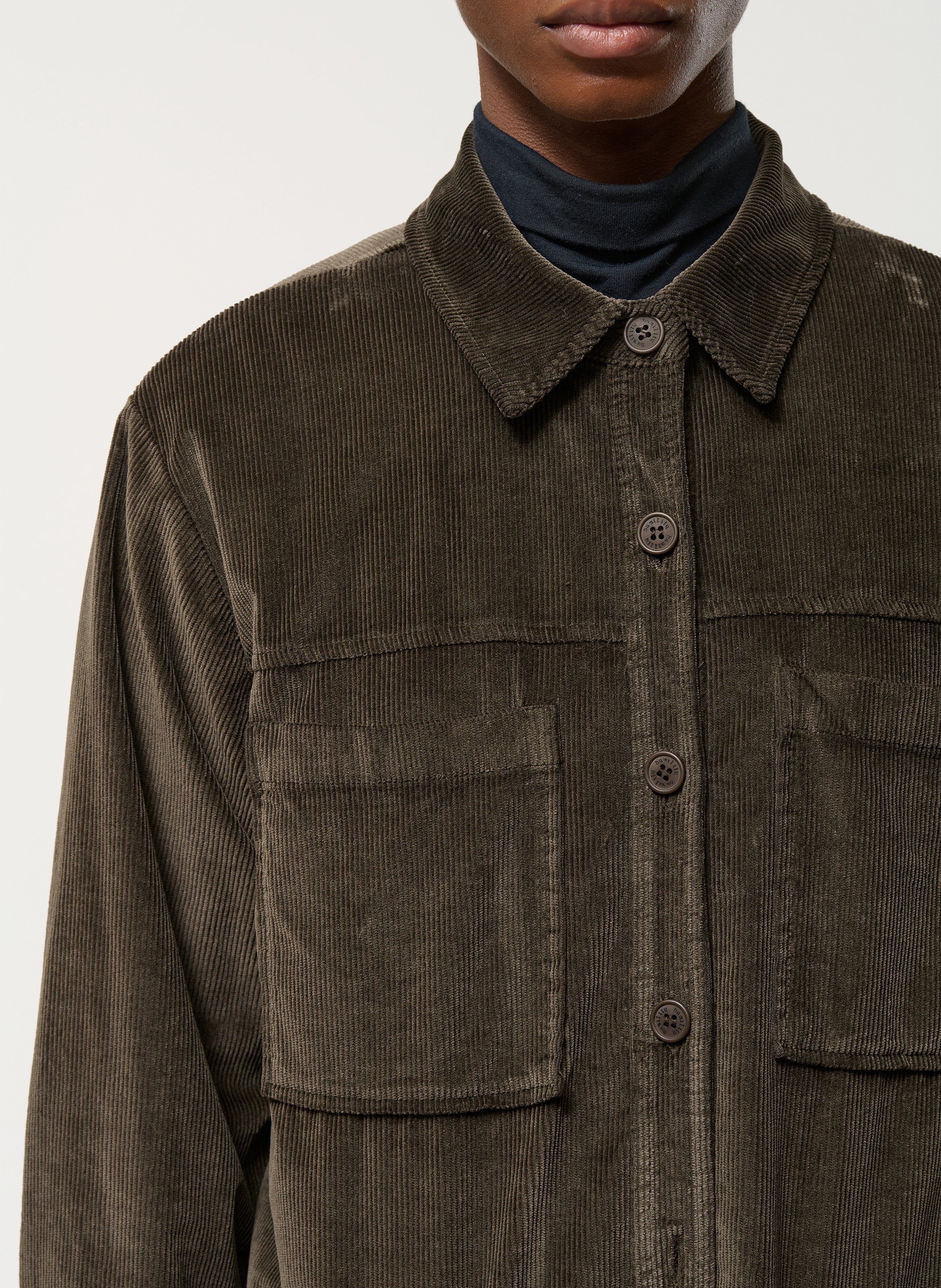 Veste droite col classique en coton mélangé HUMILITY Marron