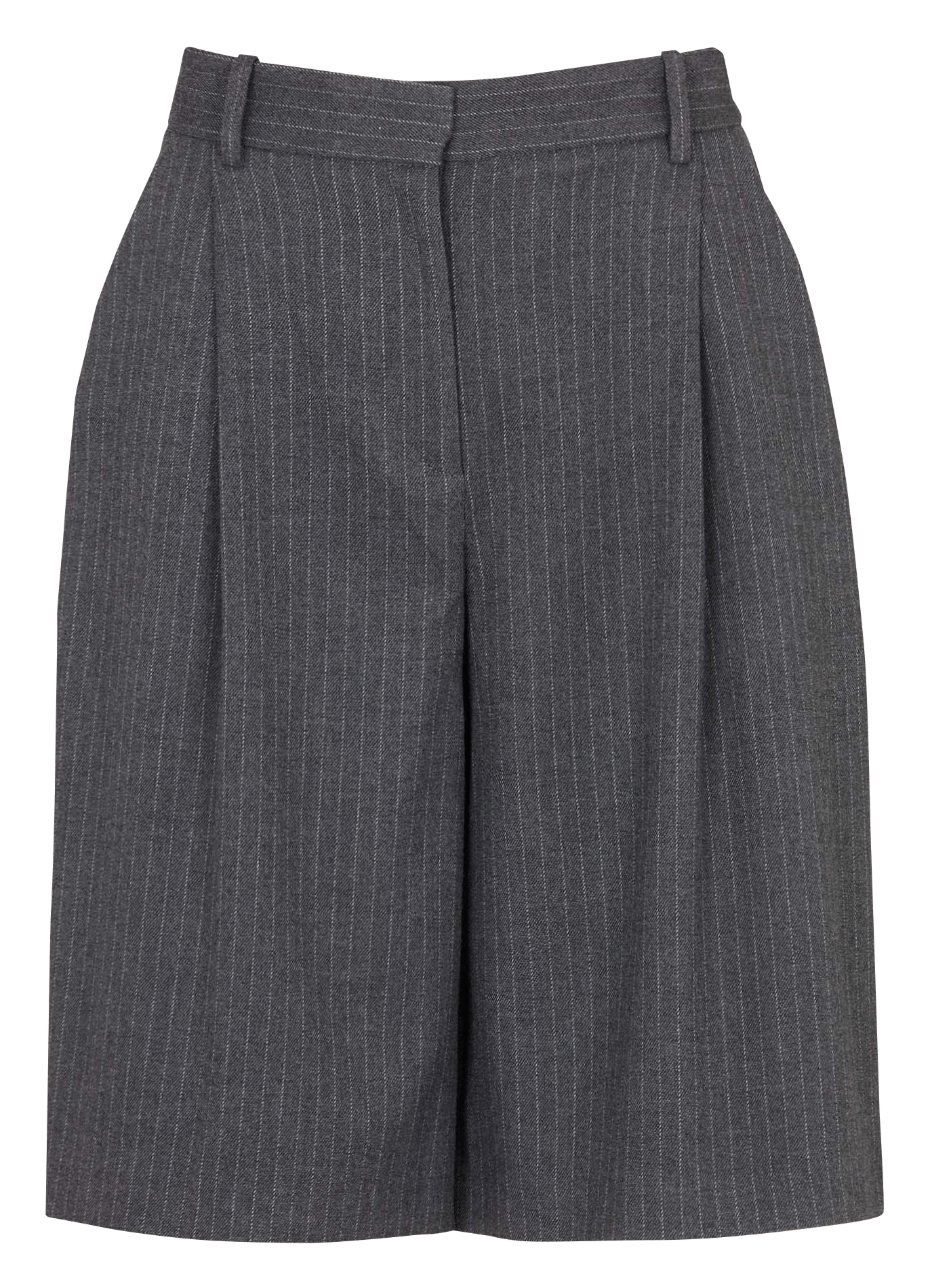 Straight Striped Bermuda Shorts Grey