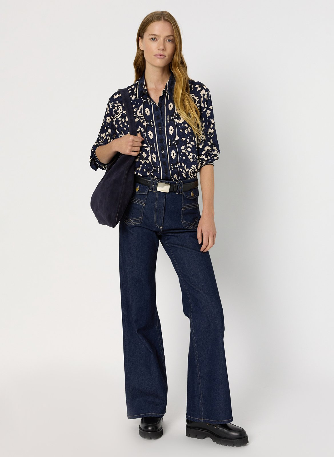Straight printed shirt with classic collar GERARD DAREL Blue
