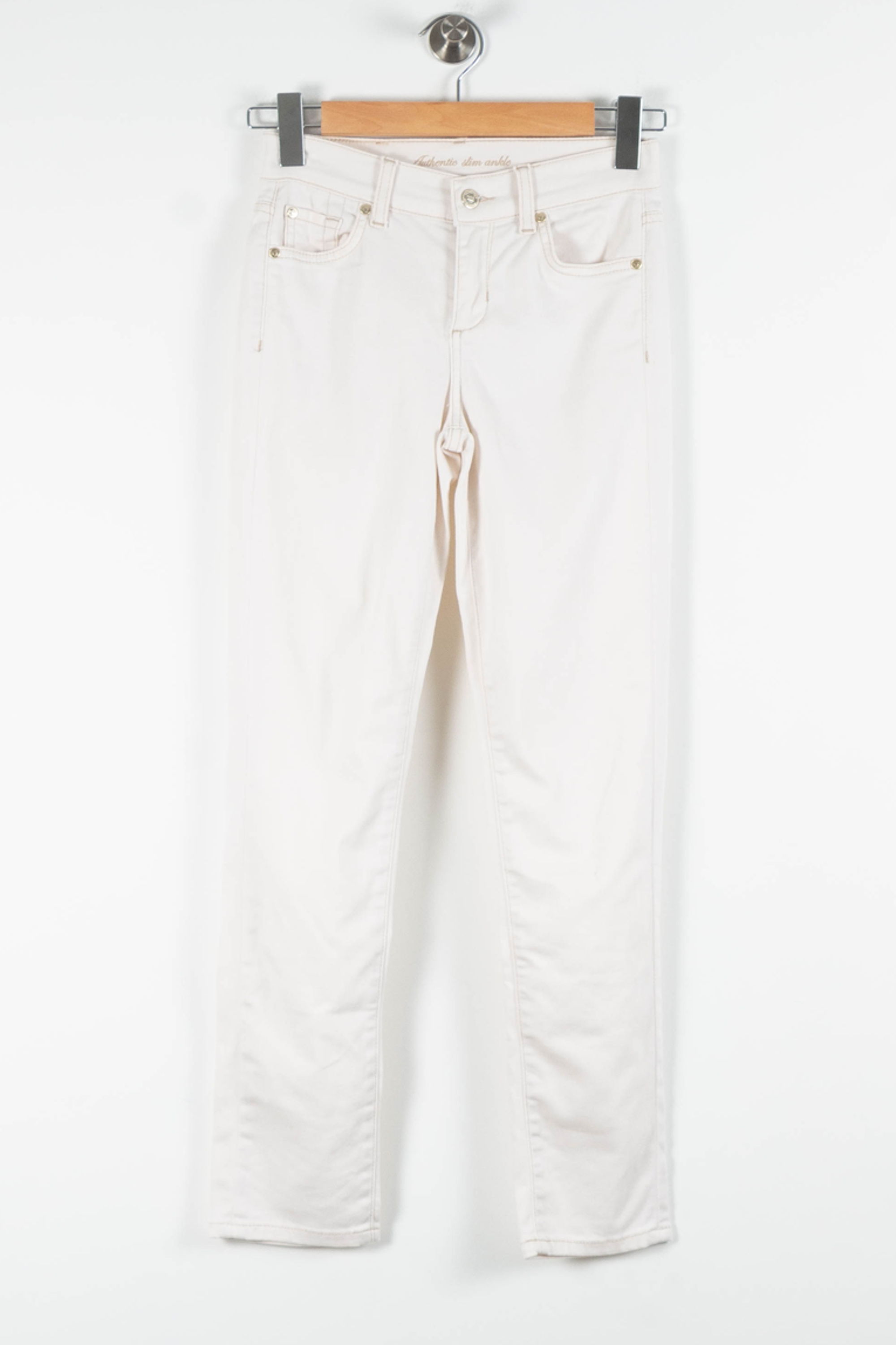 Cropped slim jeans with studs LIU JO - SECONDE MAIN Beige