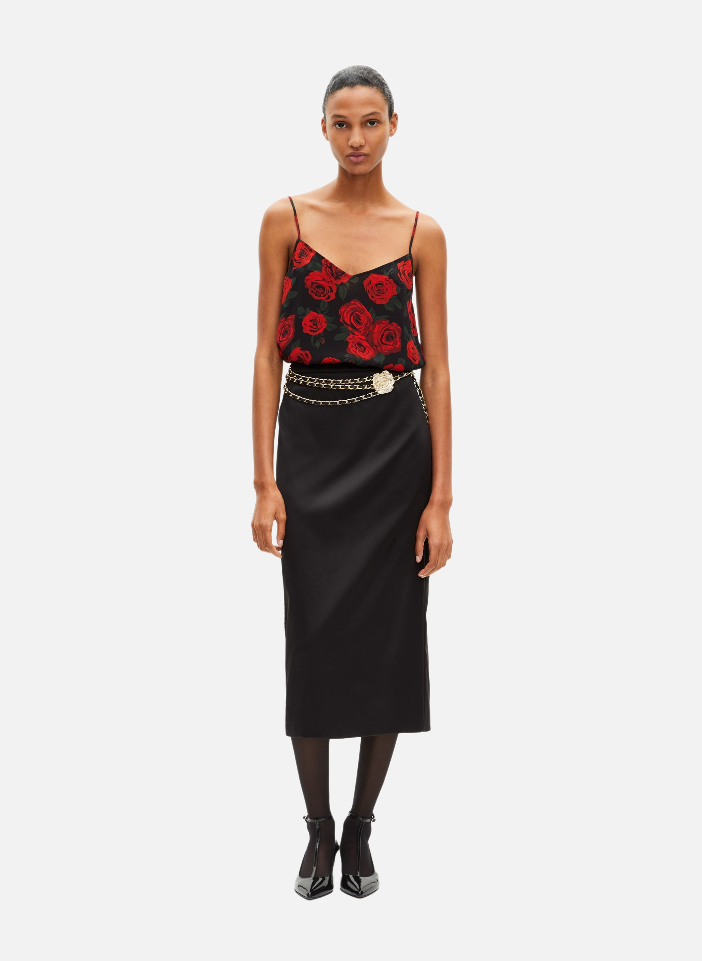 Floral printed camisole Black