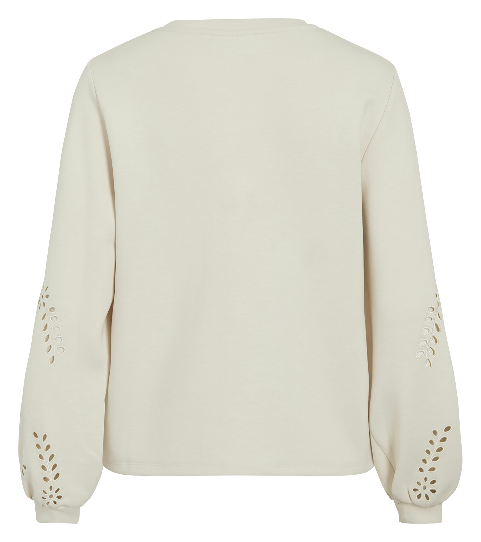 Sweat droit col rond brodé VILA Beige