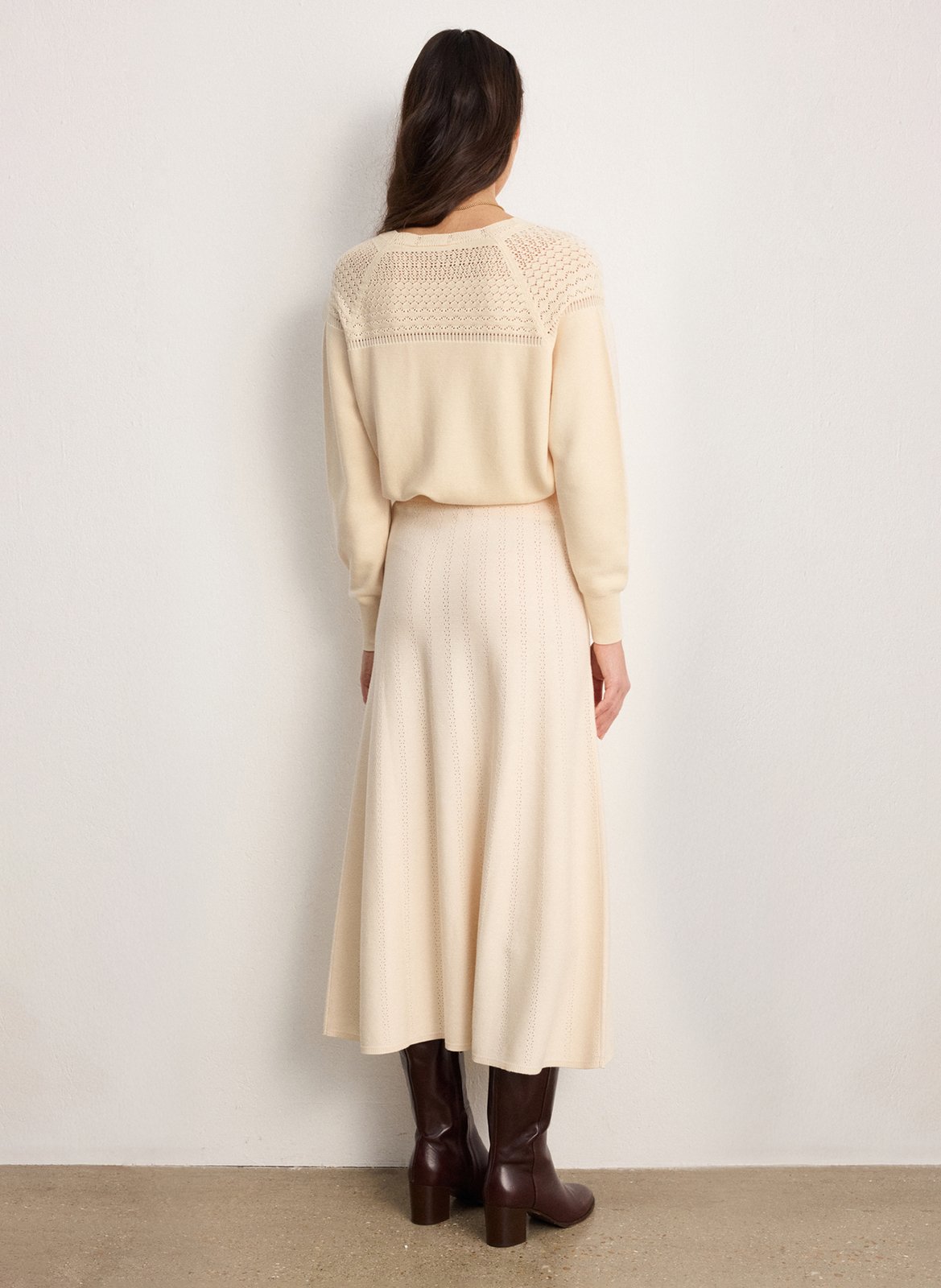 Ausgestellter Midirock aus Baumwoll-Mix PABLO Beige