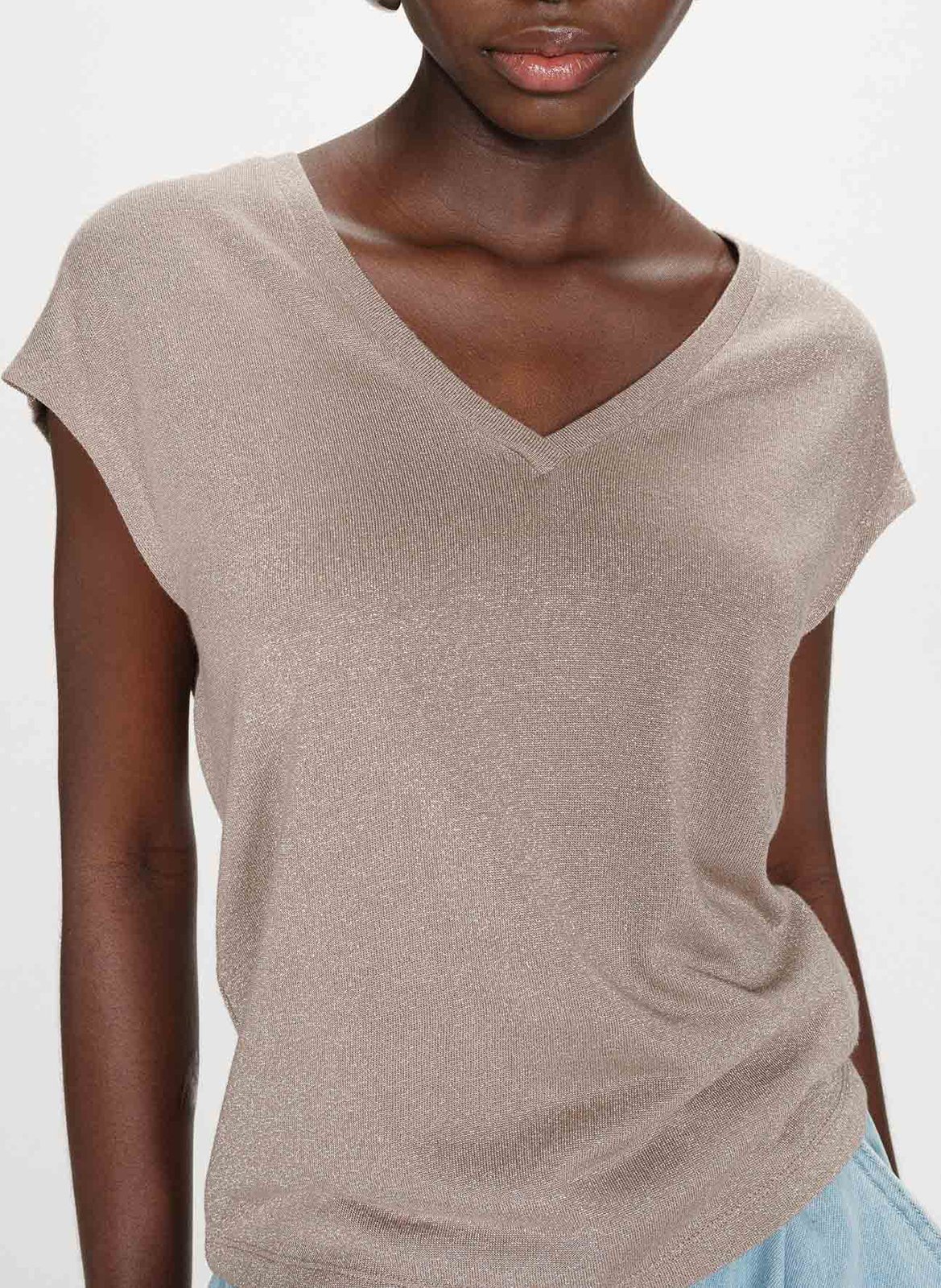Crepe V-neck top GRACE ET MILA Beige