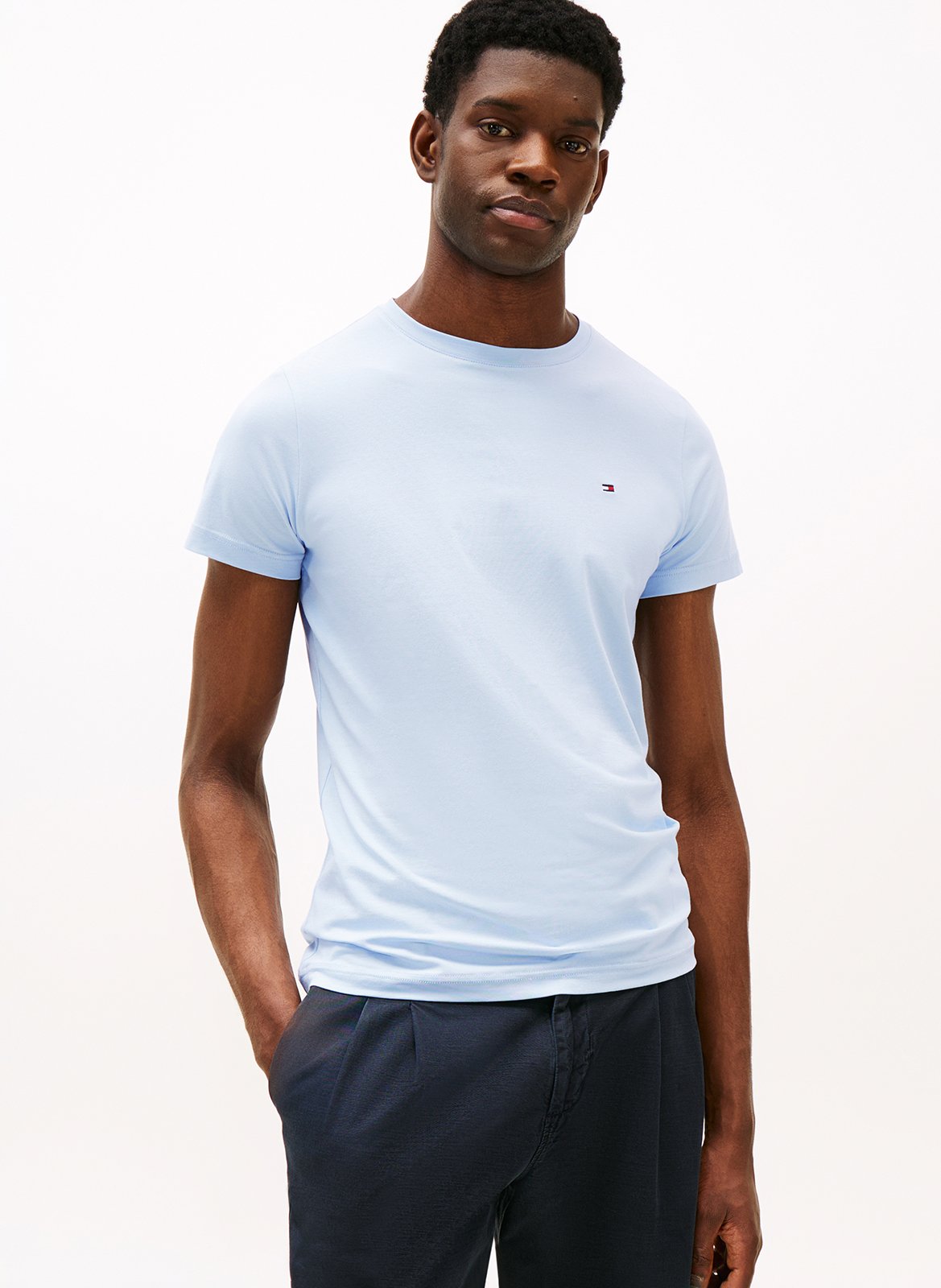 Slim-fit round-neck organic cotton T-shirt TOMMY HILFIGER Blue