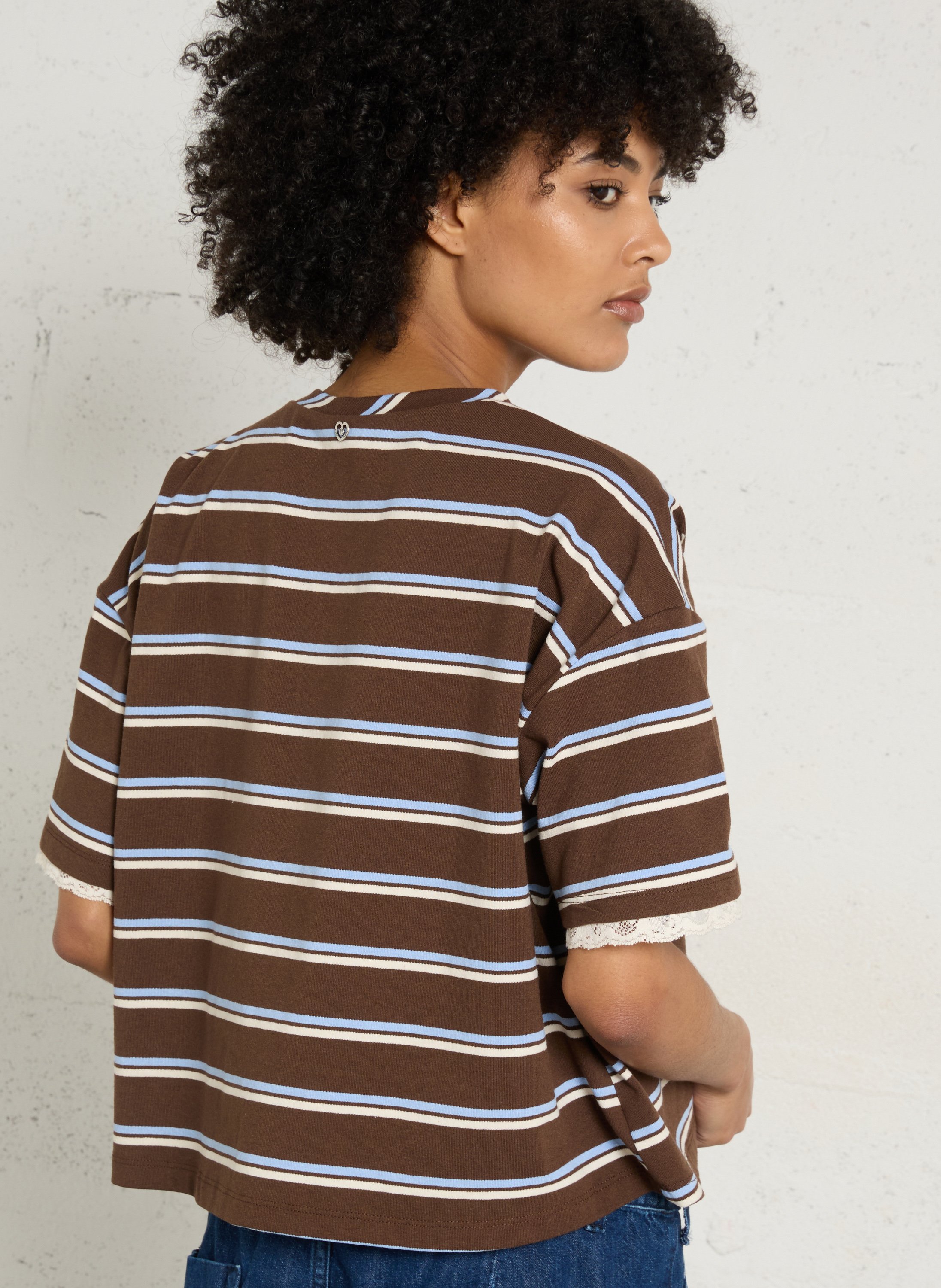 Oversized Striped T-shirt PLEASE Brown