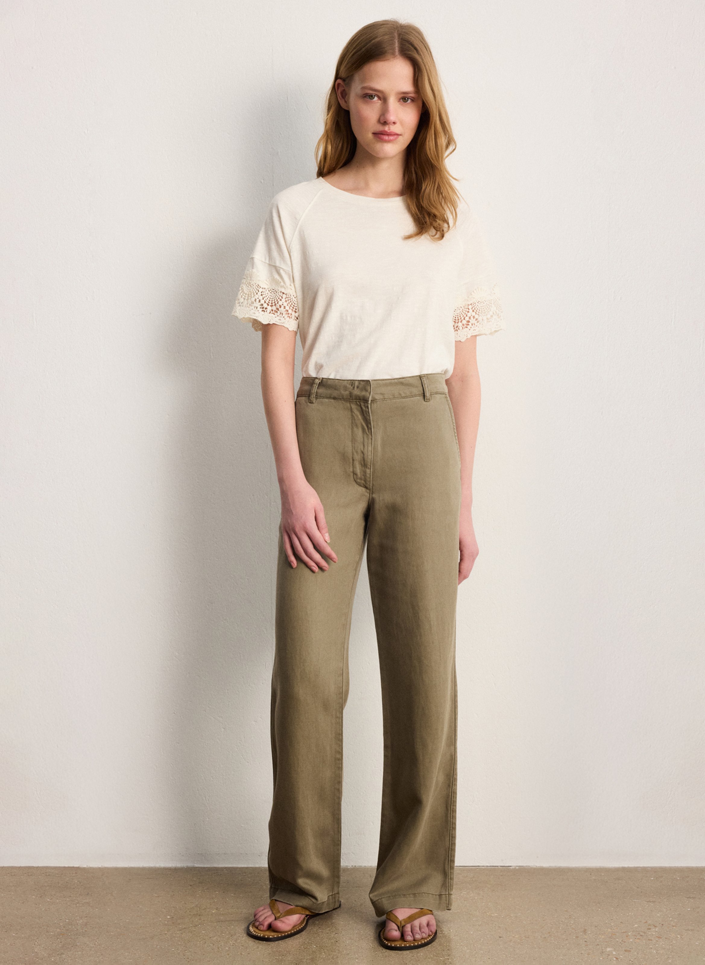 High-waisted carrot-cut trousers PABLO Khaki