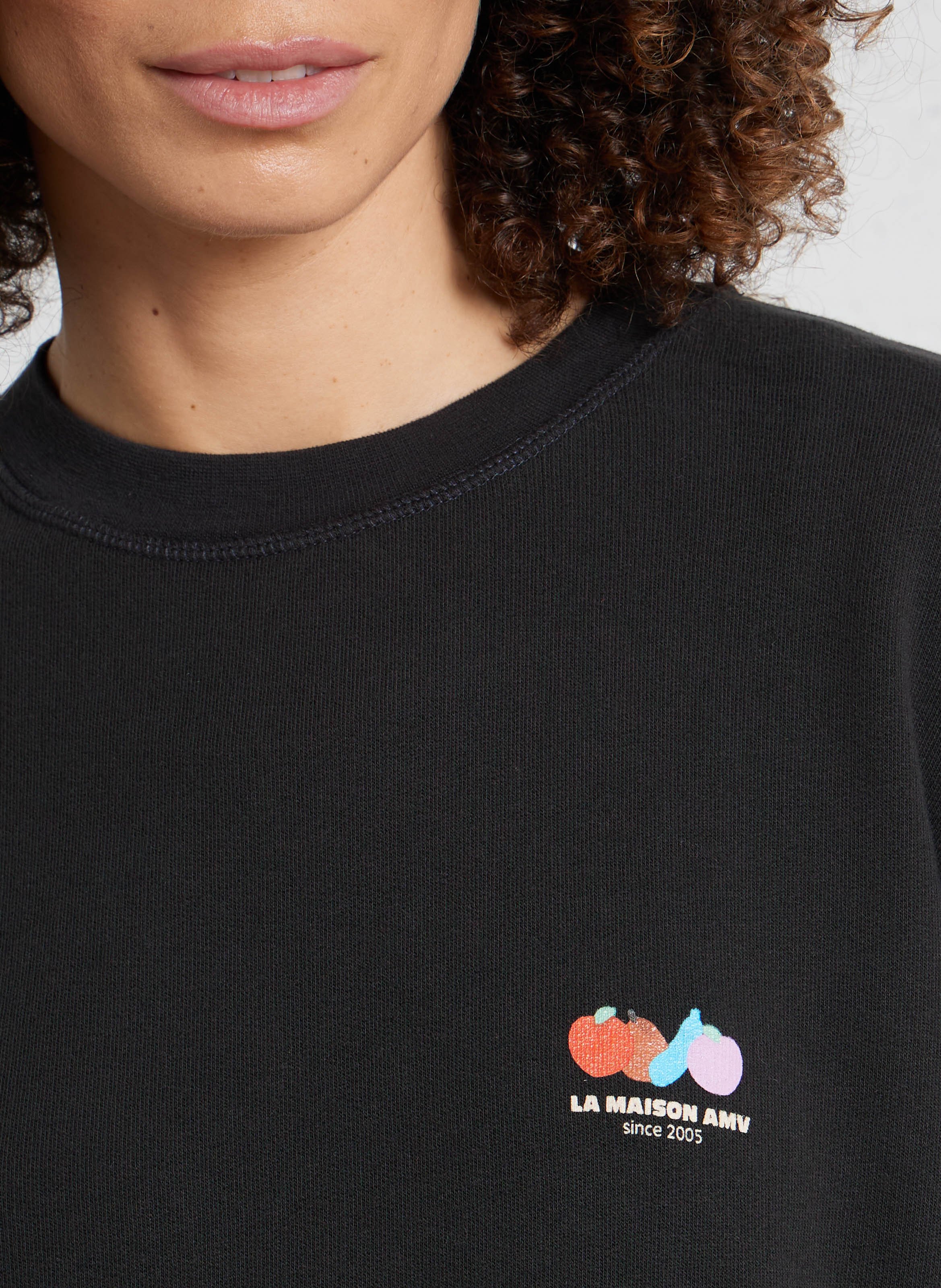 Oversized cotton-blend sweatshirt with round neck AMERICAN VINTAGE Black