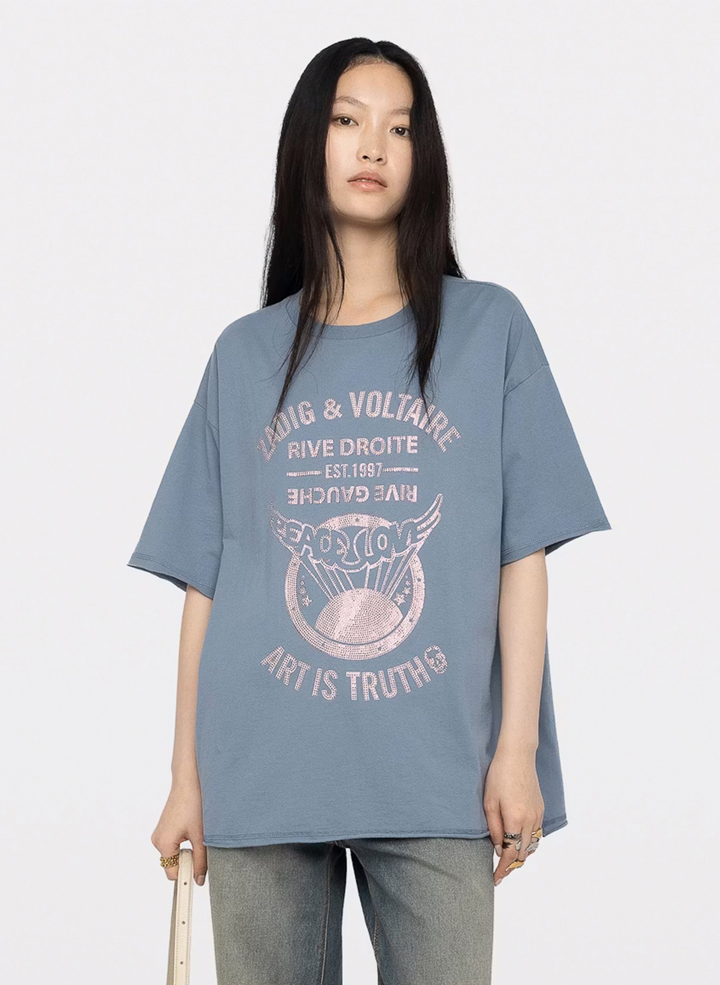 Tee-shirt ample col rond sérigraphié ZADIG&VOLTAIRE Bleu