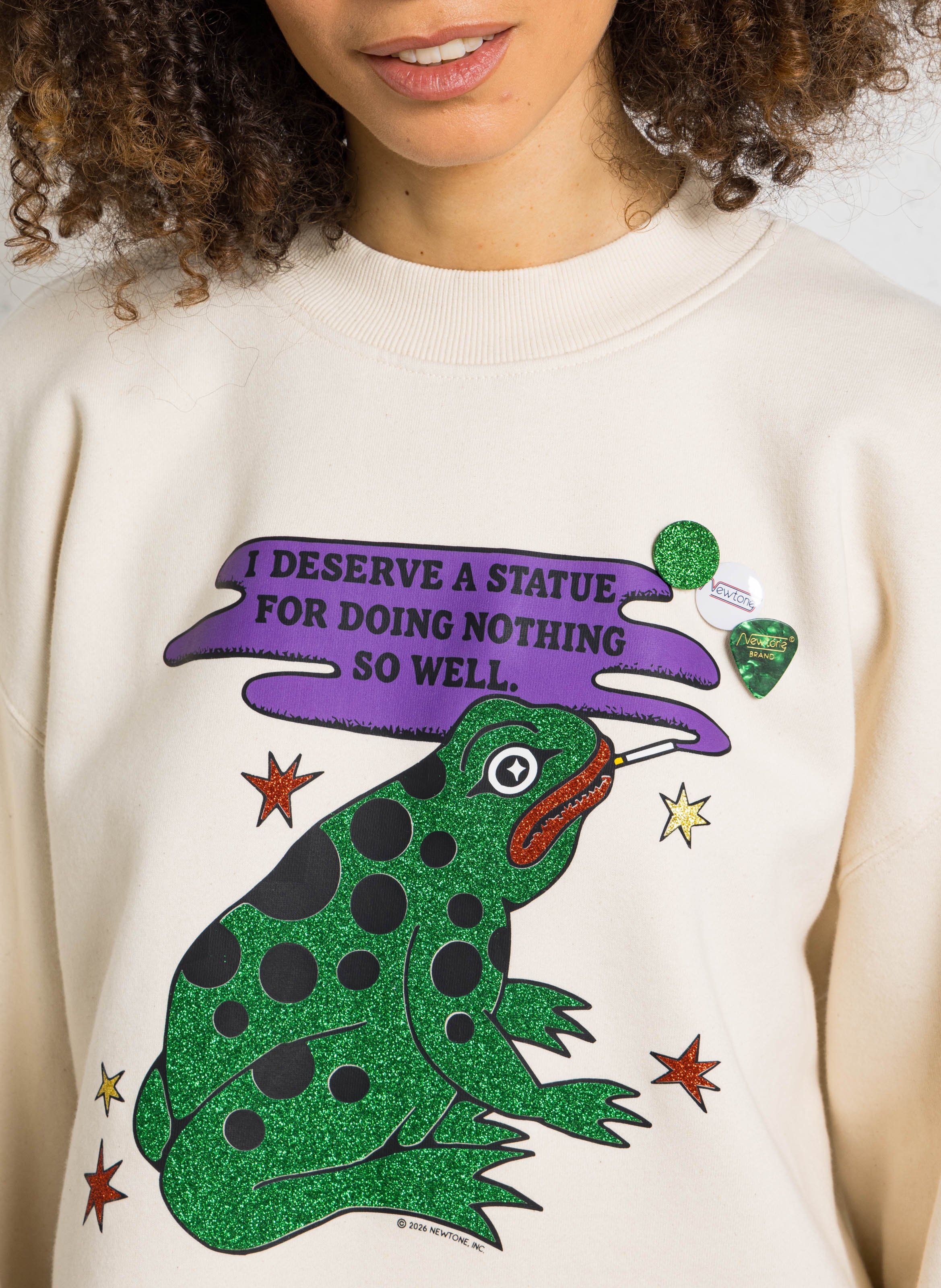 Kurzer bedruckter Baumwoll-Sweater NEWTONE Beige