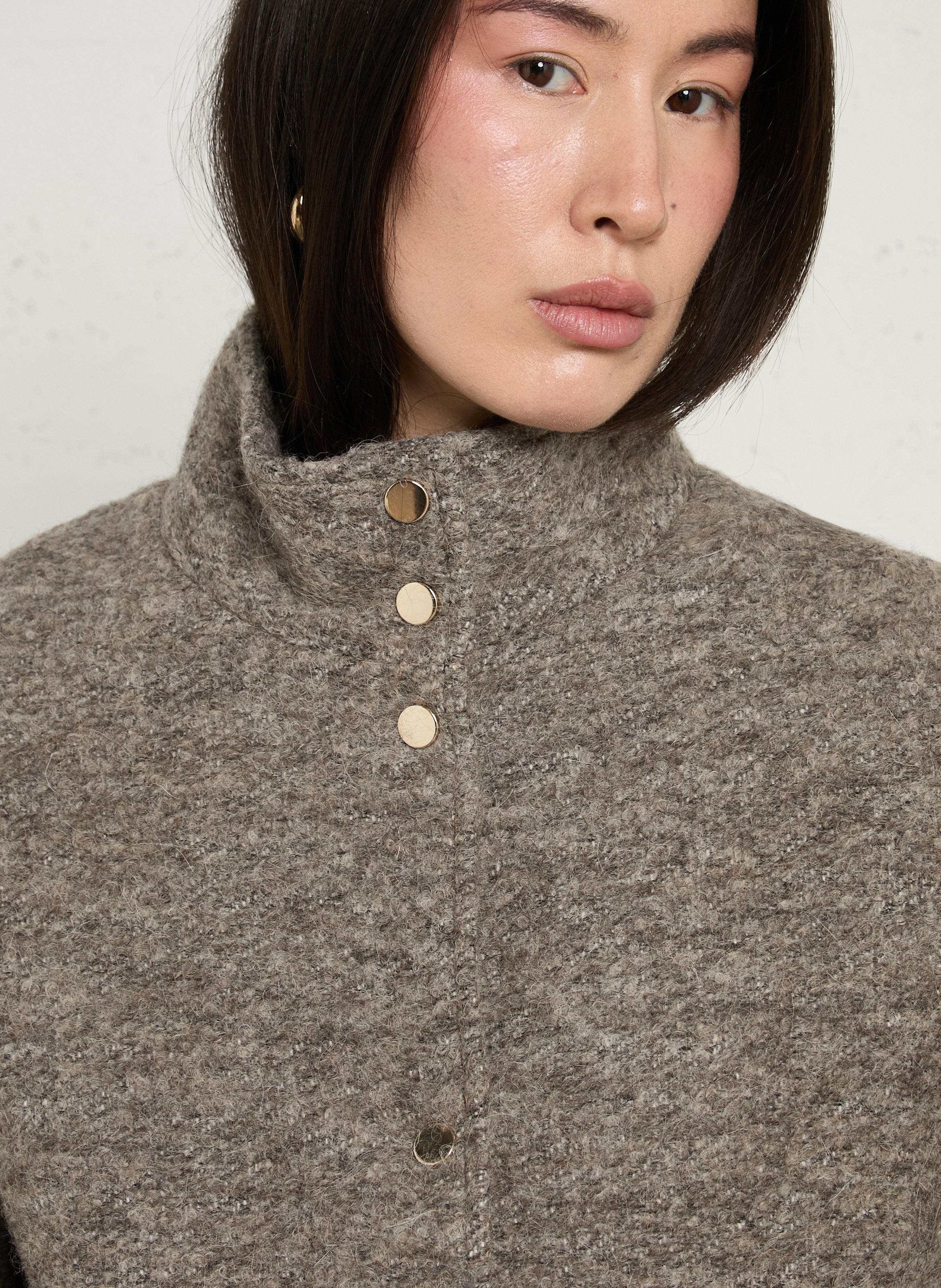 High-neck wool-blend jacket MAISON 123 Grey