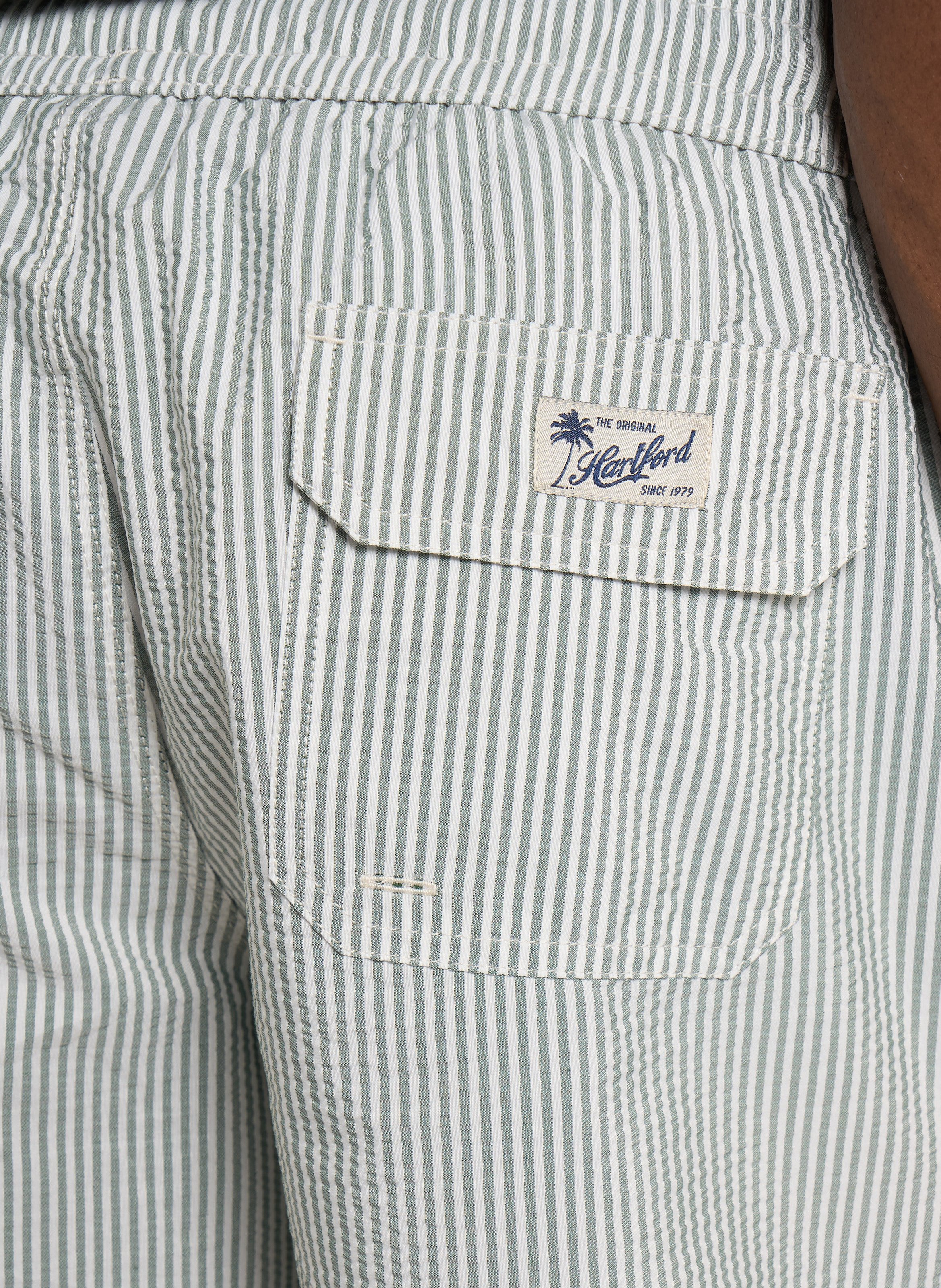 Striped straight swim shorts HARTFORD Green