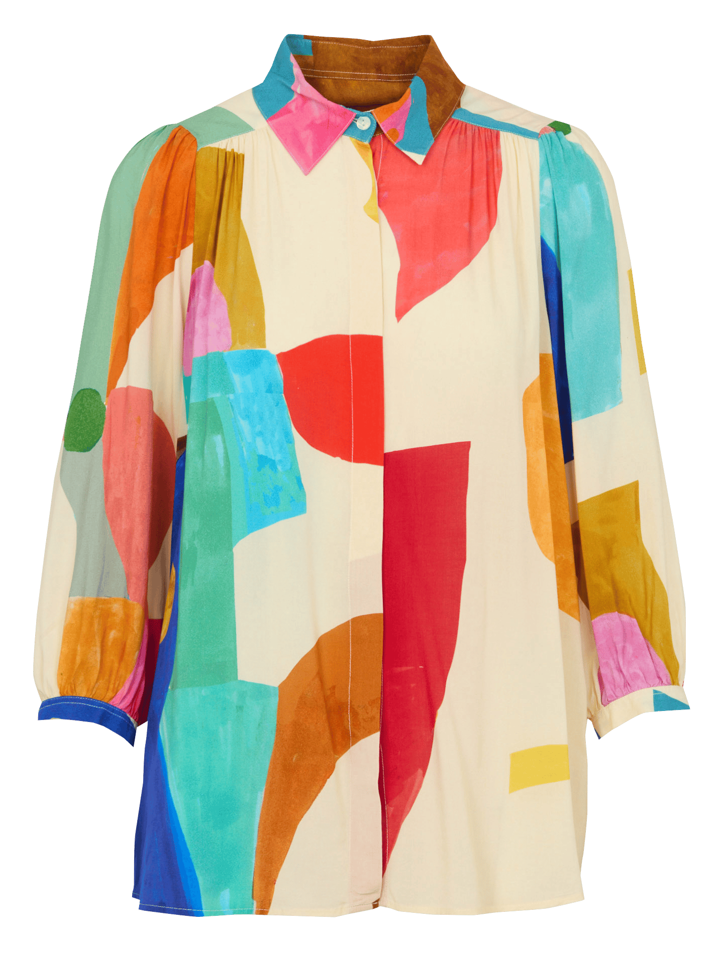 Oversized printed shirt with classic collar G.KERO Beige