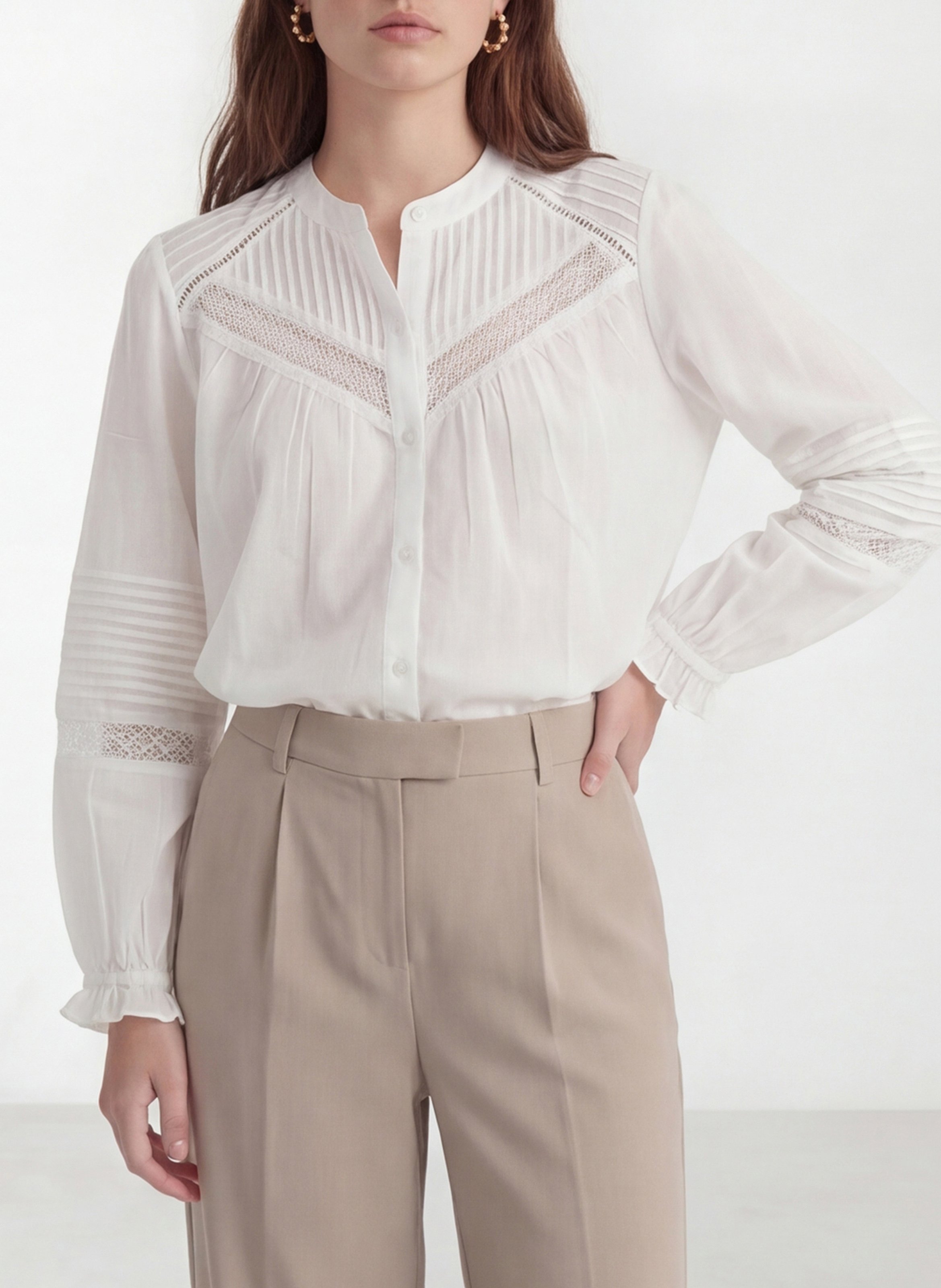 Oversize Rundhalsausschnitt Baumwollhemd KOOKAI Weiss