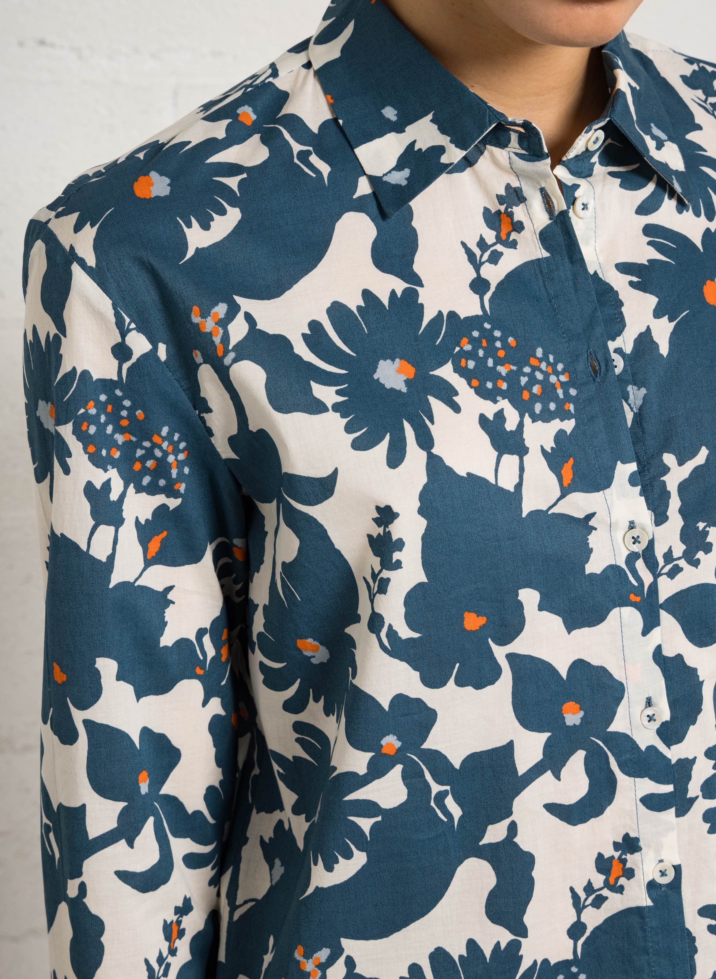 Floral printed cotton shirt NICE THINGS Beige