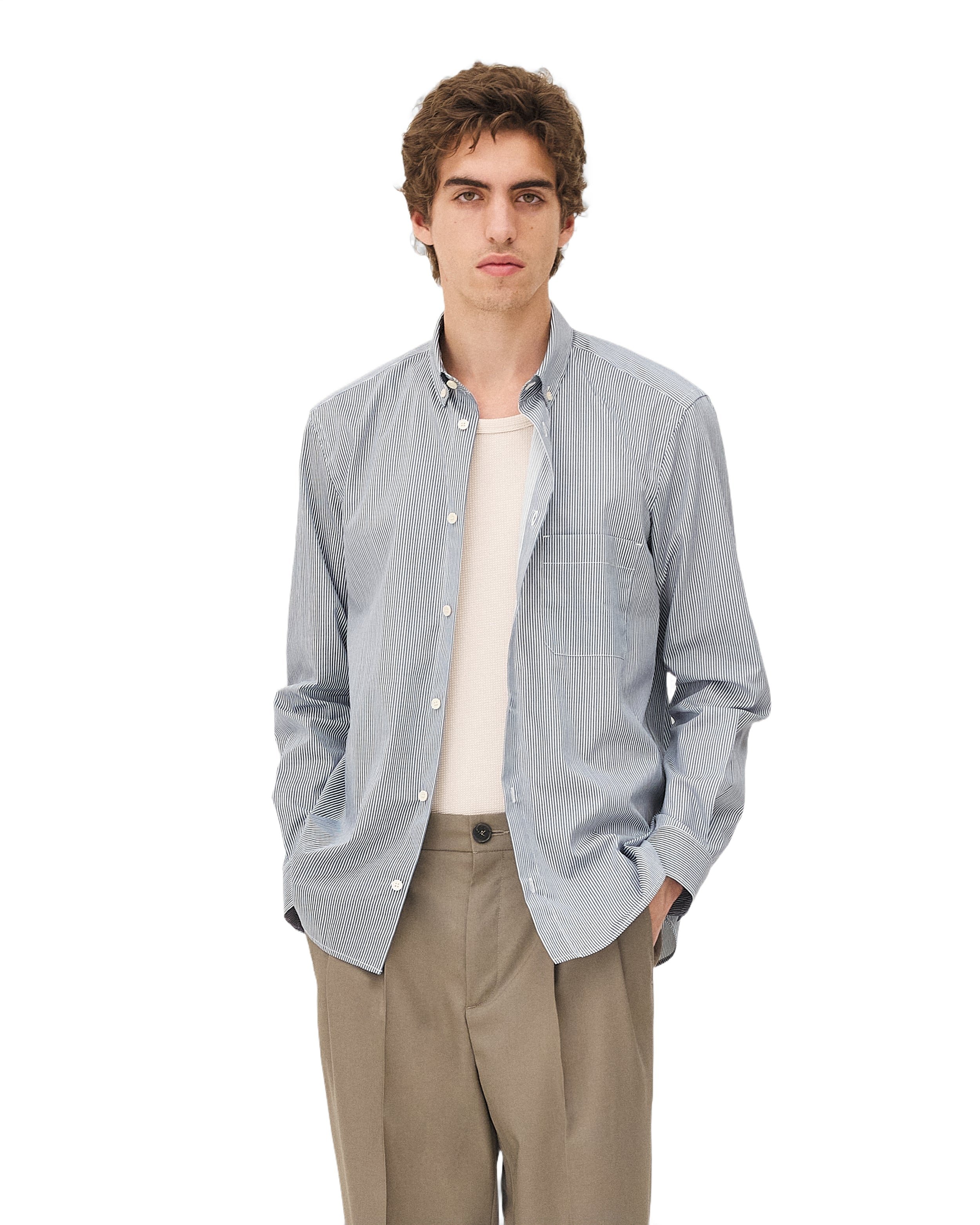 Chemise décontractée curtis blue lake stripes Noyoco Bleu