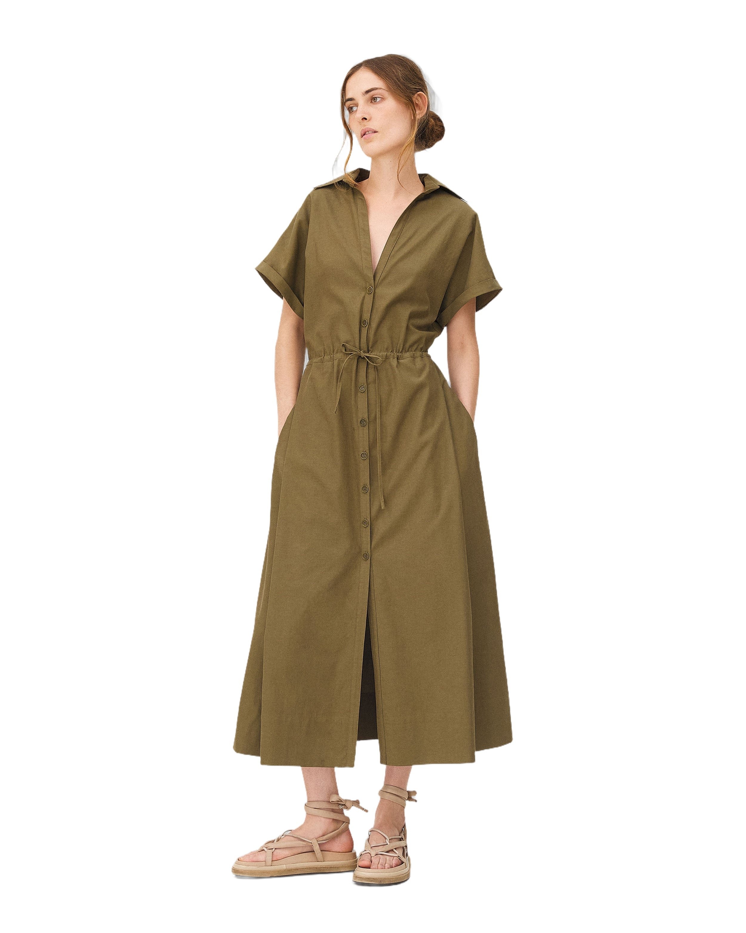 BRYNE KHAKI shirt dress Green