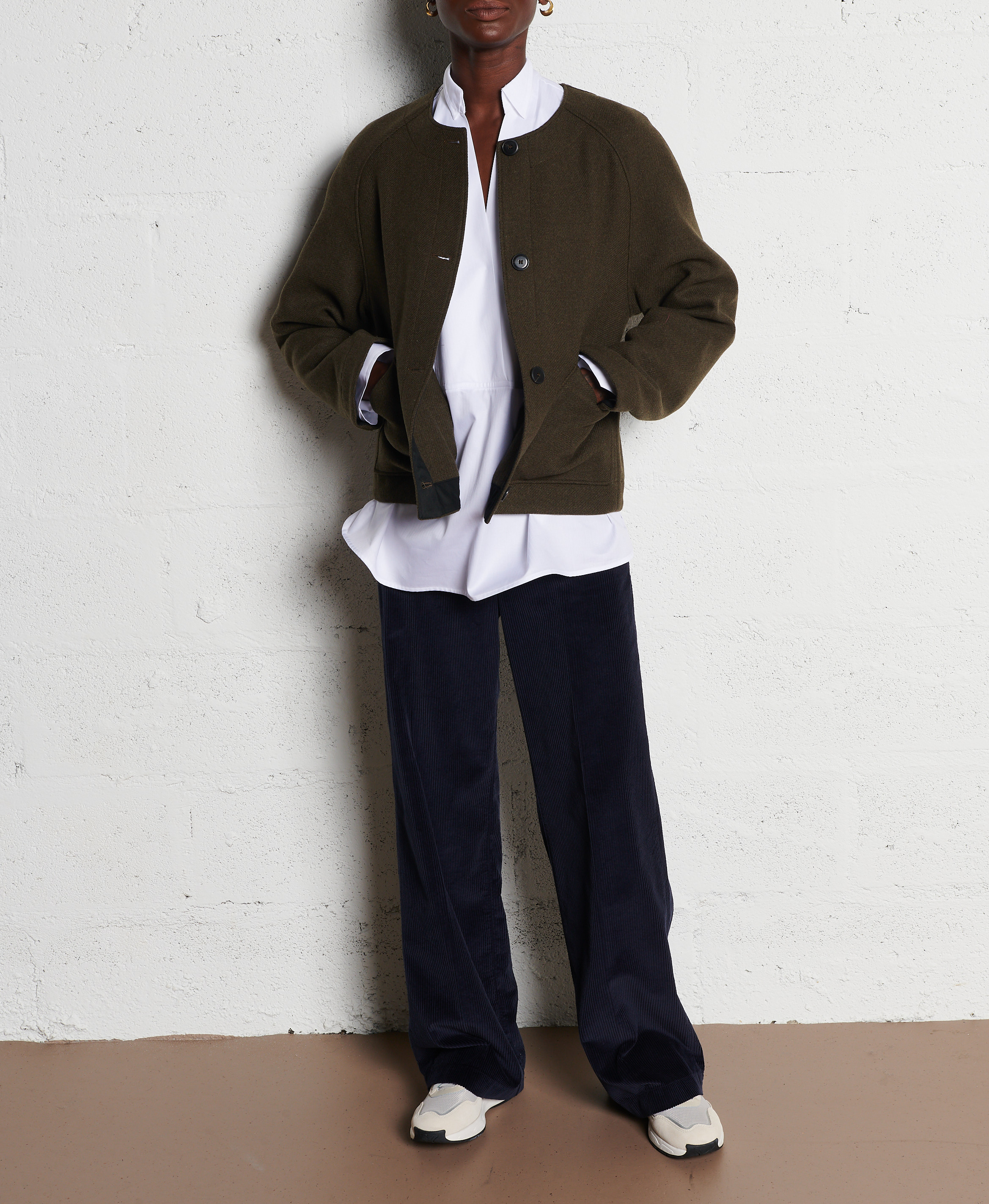 Straight-leg cotton velvet pants POMANDERE Blue