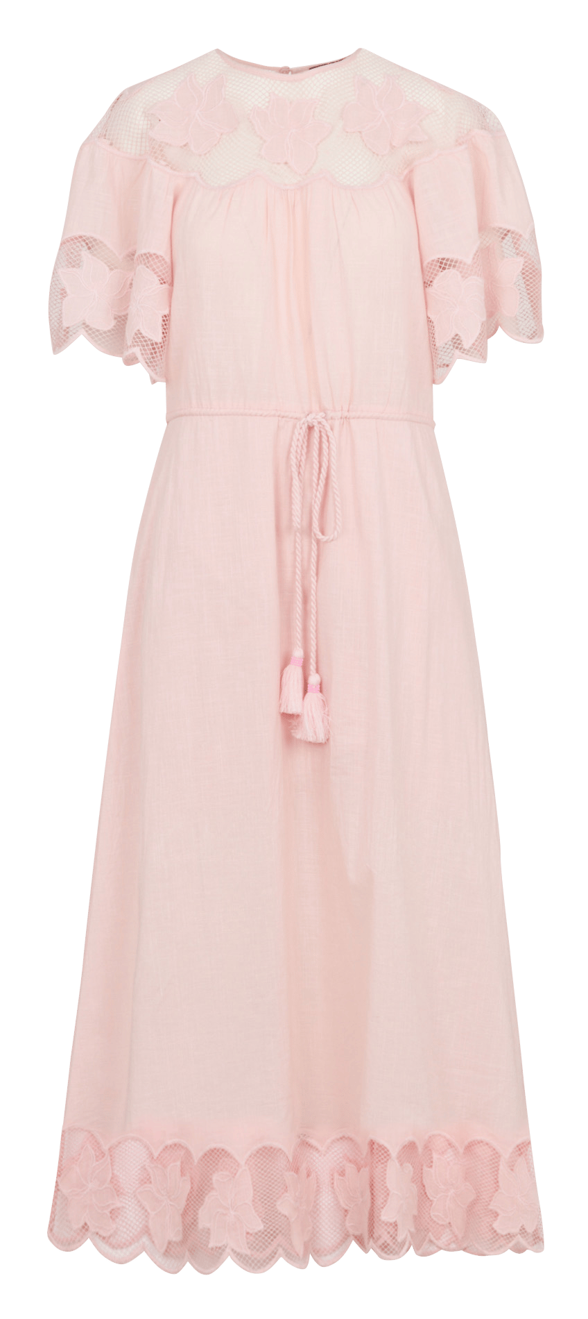 Robe longue col rond en coton BERENICE Rose