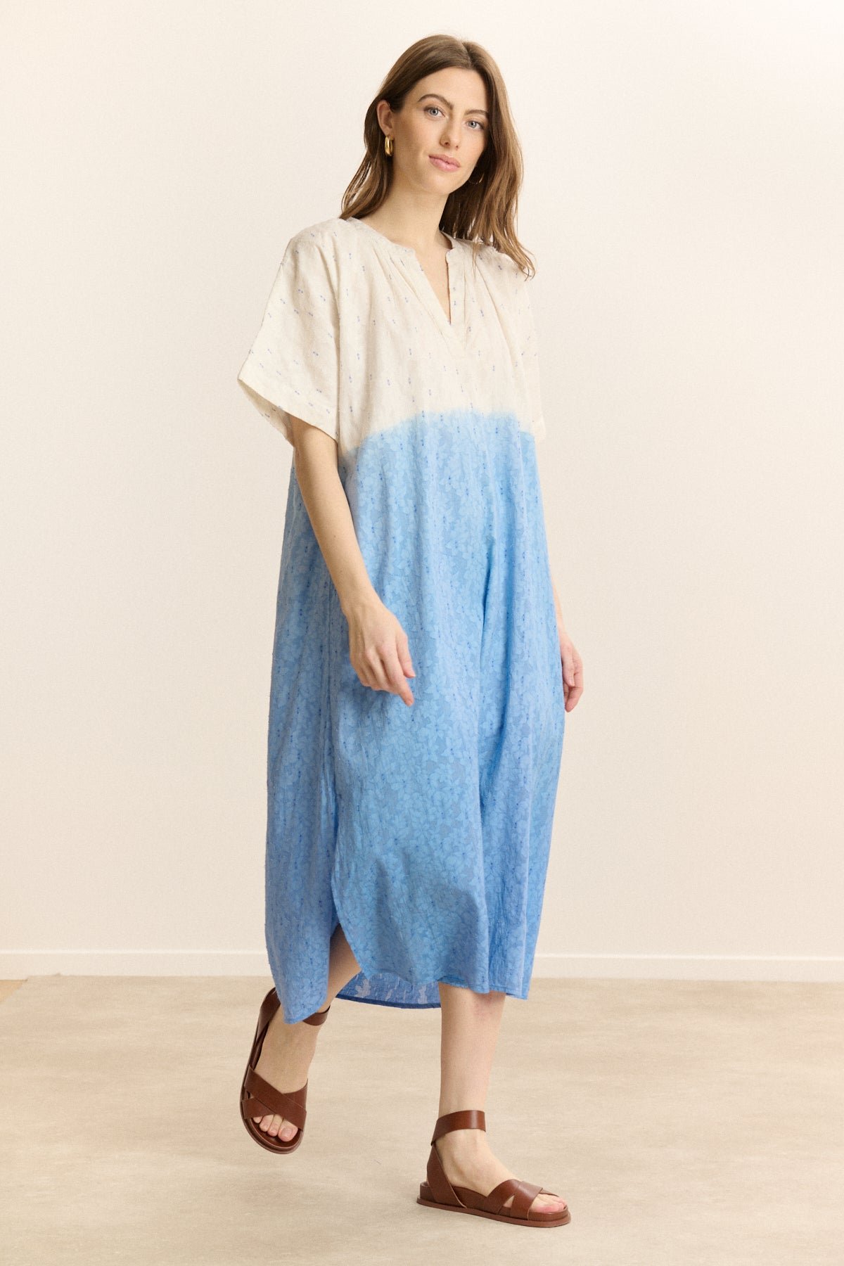 Robe midi manches courtes GARANCE PARIS Bleu