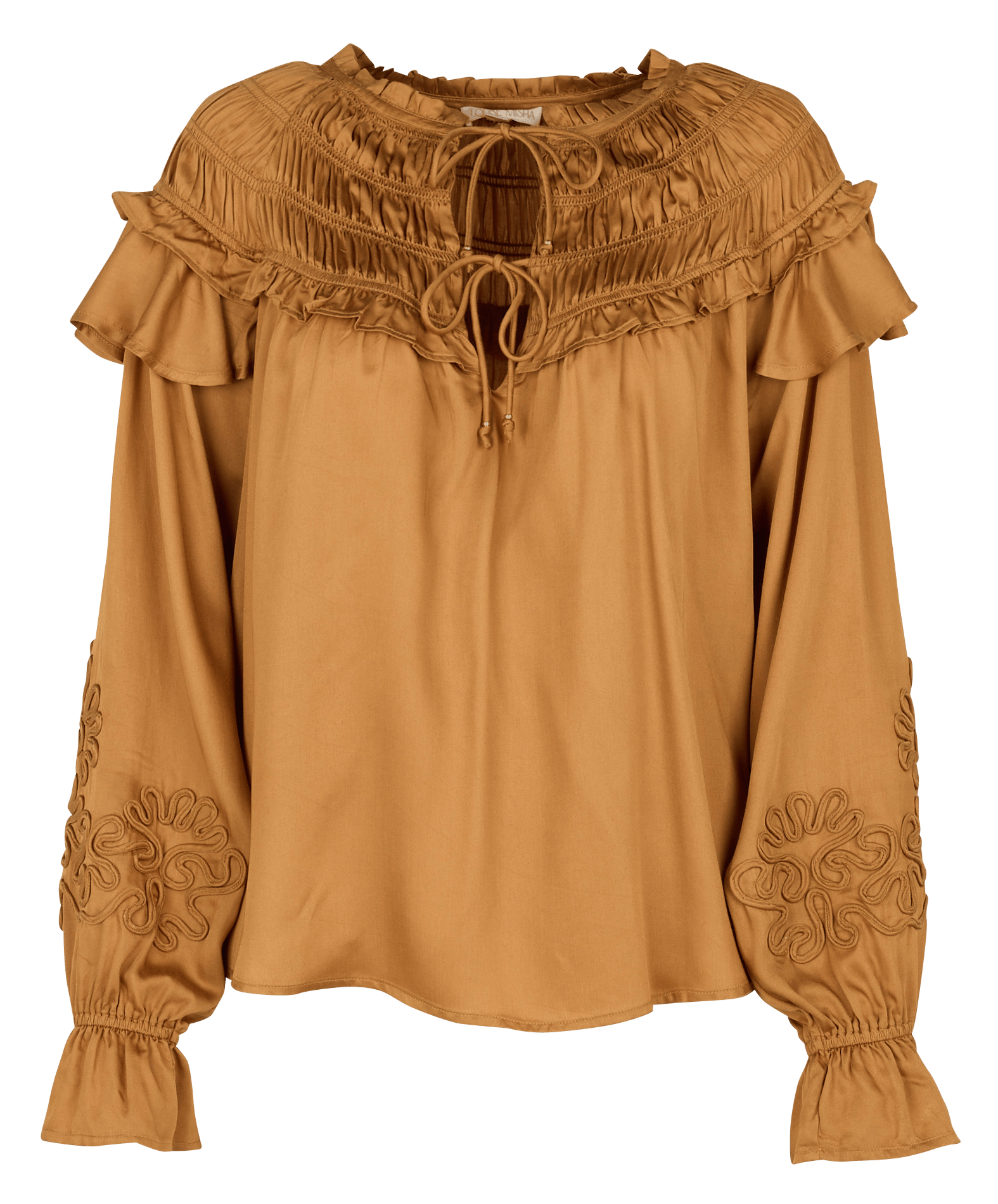 Weit geschnittene Henley-Bluse LOUISE MISHA Braun