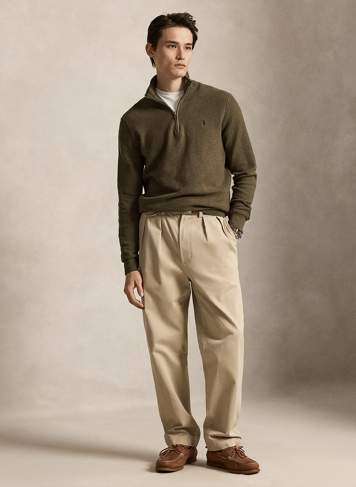 High-neck straight-cut cotton sweater POLO RALPH LAUREN Green