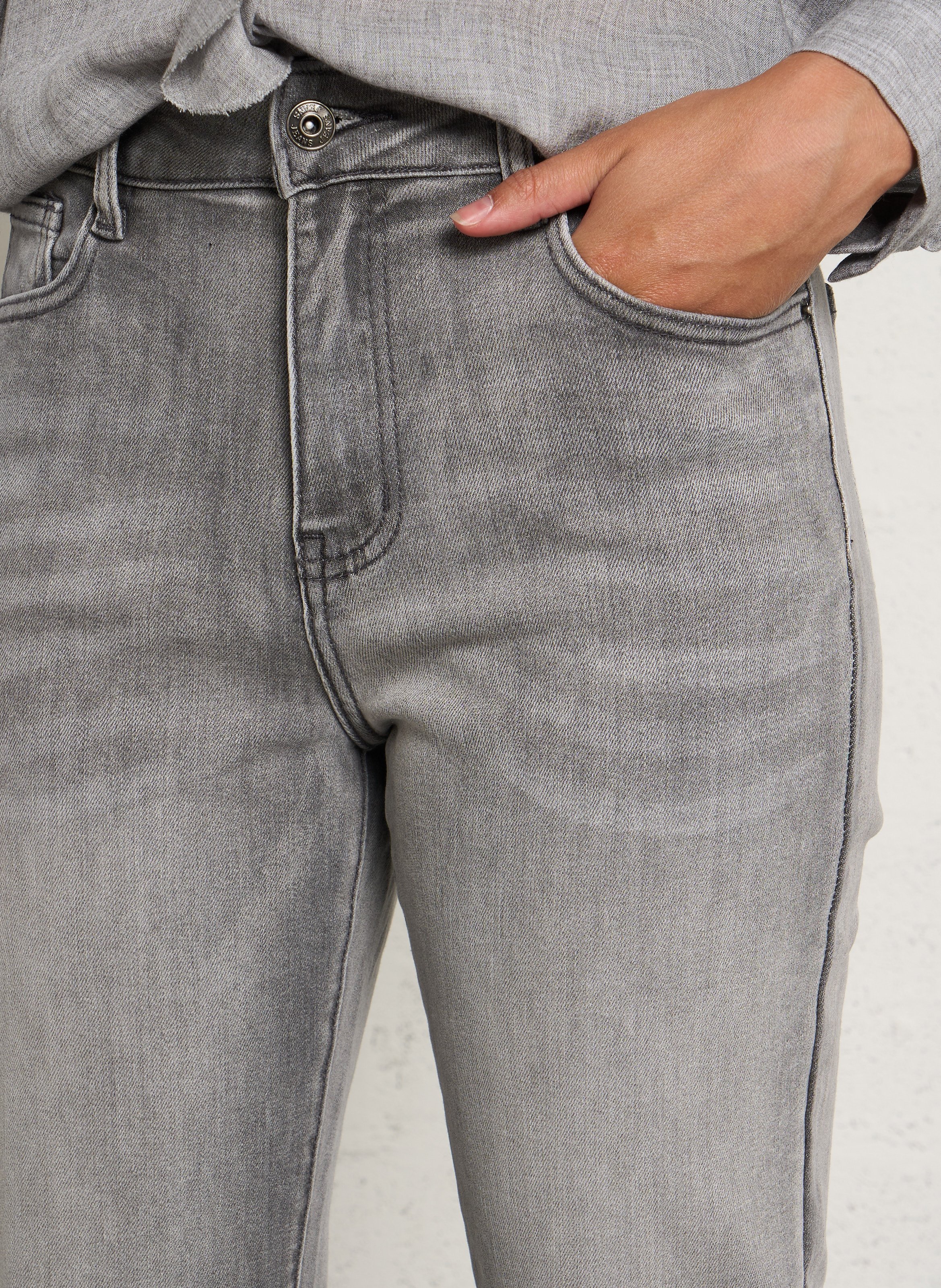 High-rise straight jeans PLEASE Grey