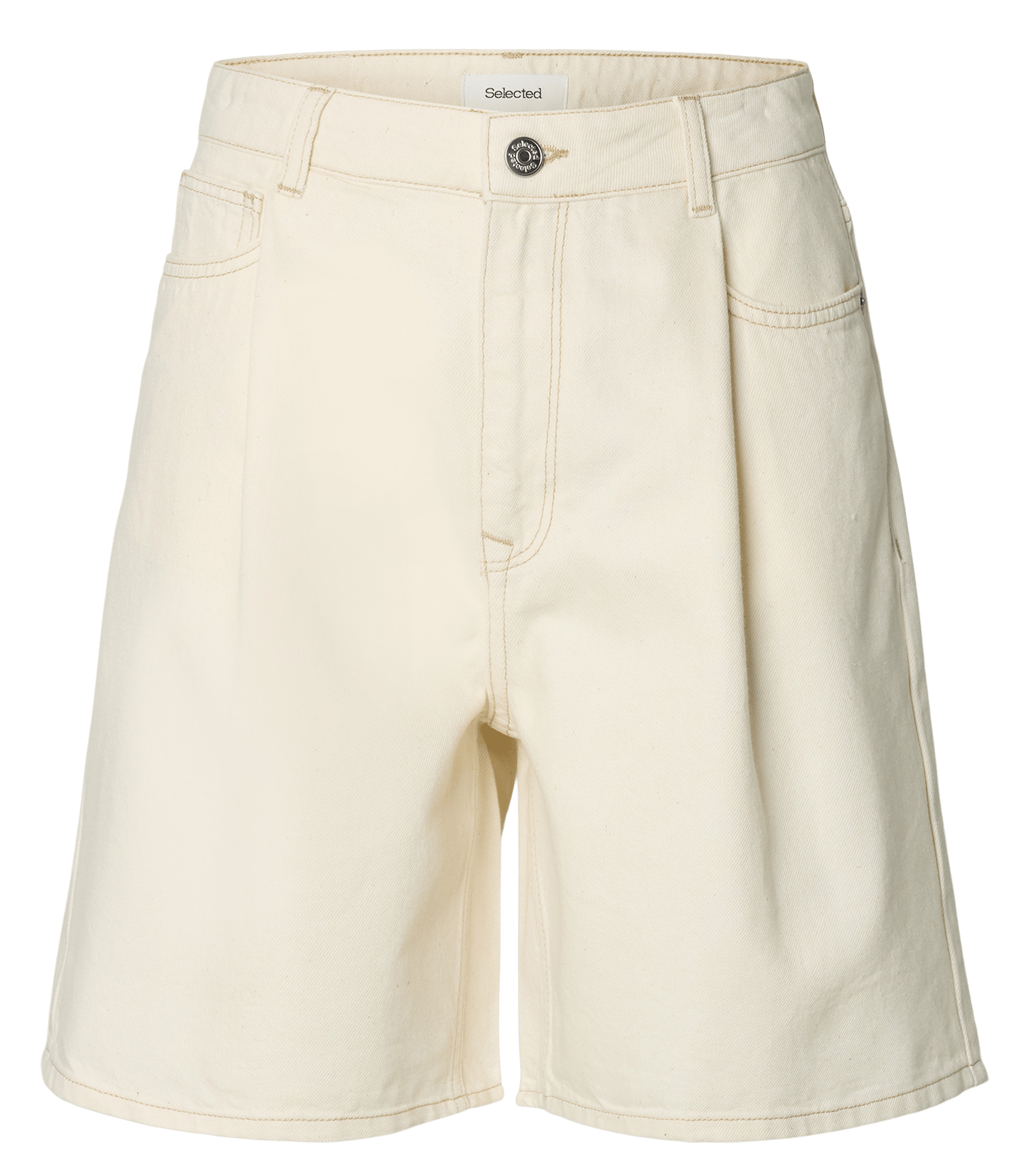Gerade geschnittene Bermudashorts aus Bio-Baumwoll-Mix SELECTED Beige