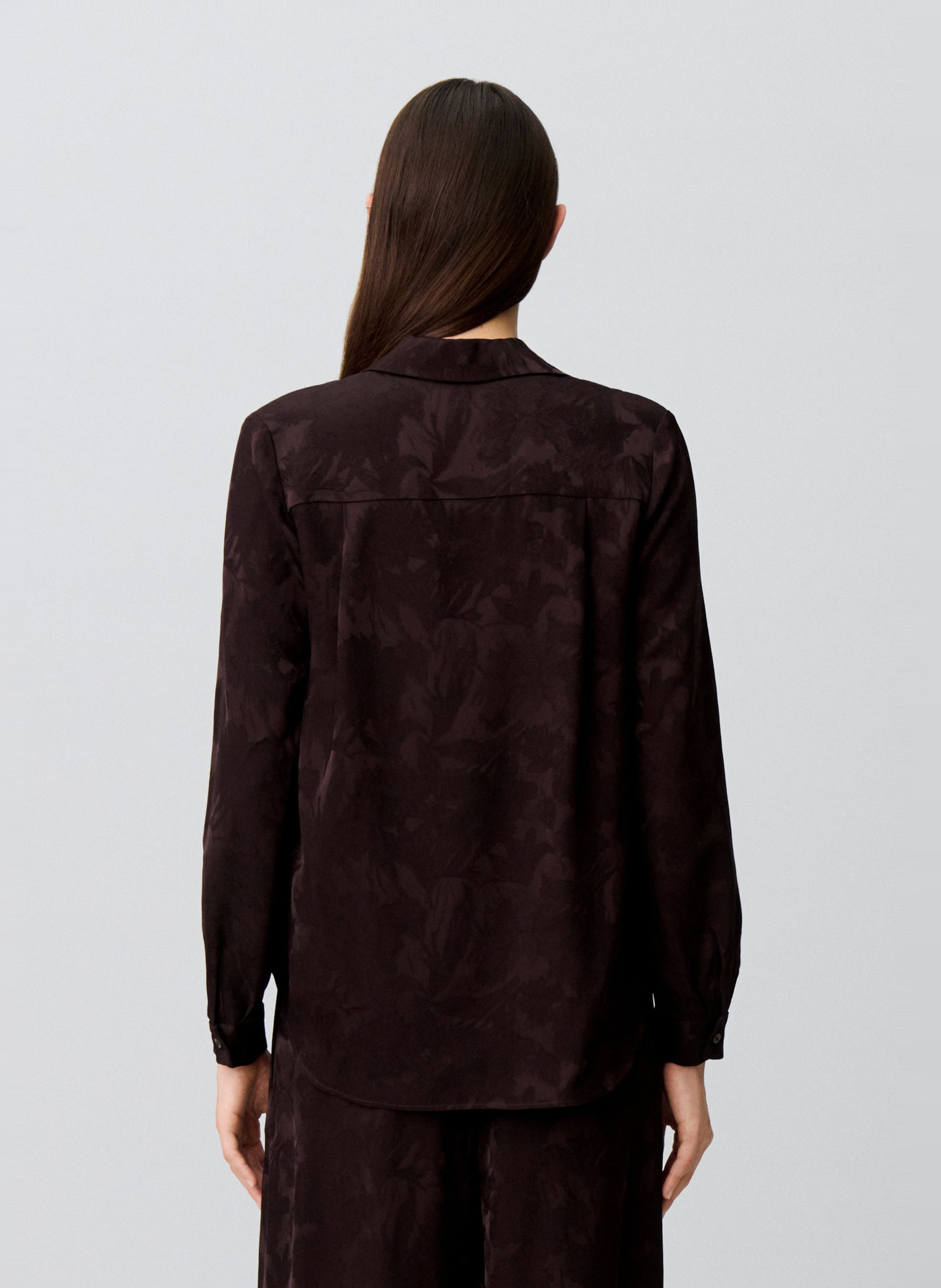 Blouse met V-hals en jacquardpatroon CLAUDIE PIERLOT Bruin