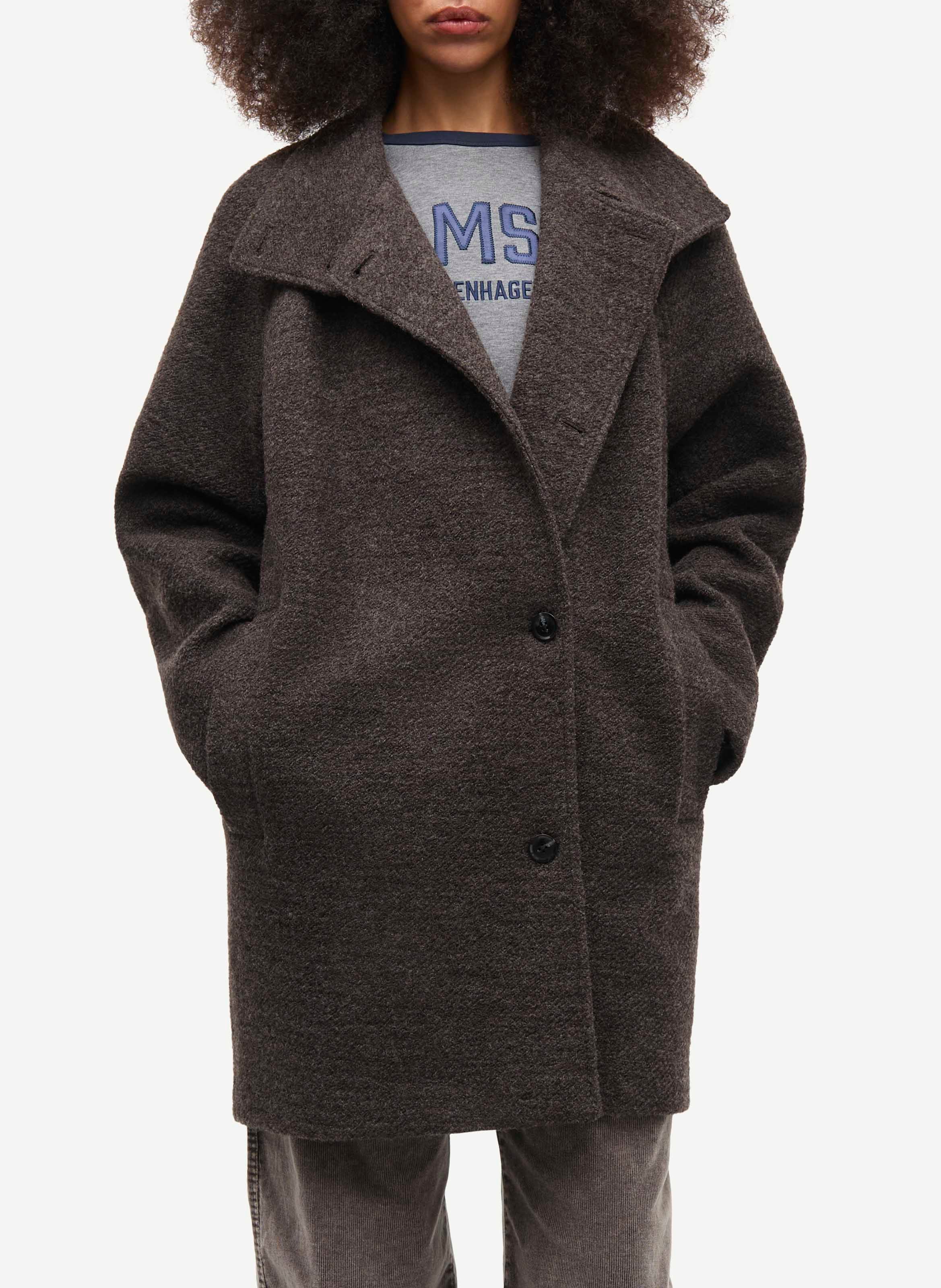 Manteau mi-long ample en laine mélangé SAMSOE SAMSOE Gris