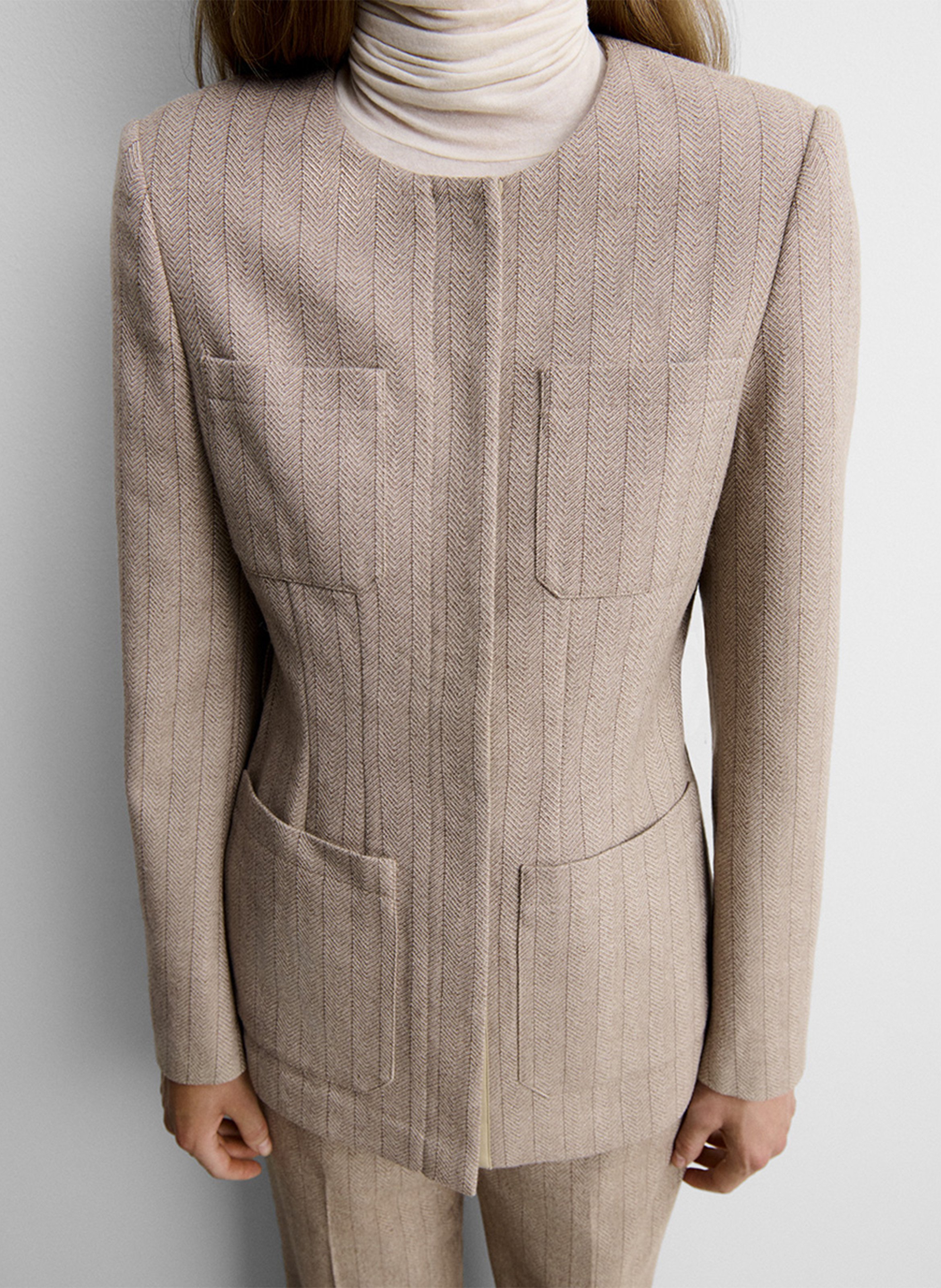 Fitted striped jacket SIMORRA Beige