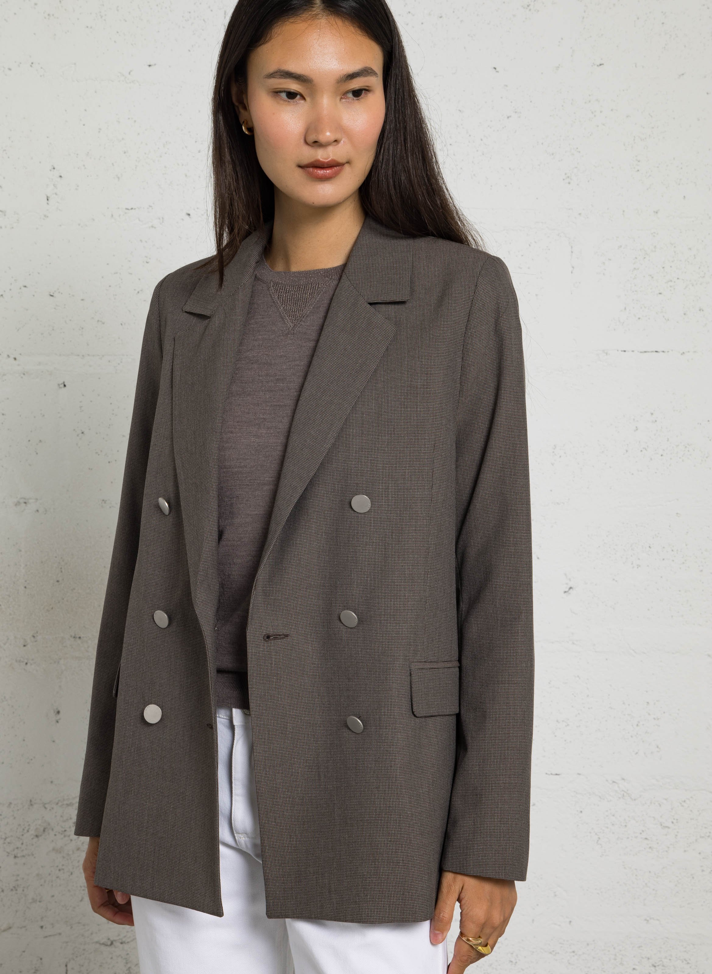 Gerade geschnittener Blazer mit Hahnentrittmuster IKKS Braun