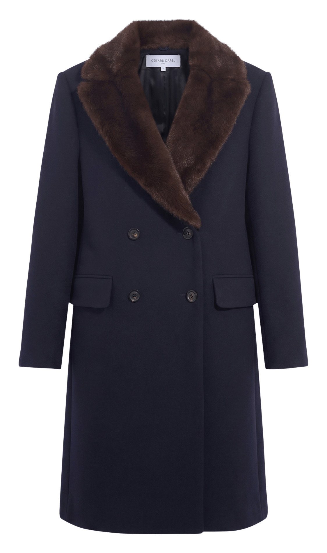 Notched-lapel coat in wool-blend faux fur GERARD DAREL Blue