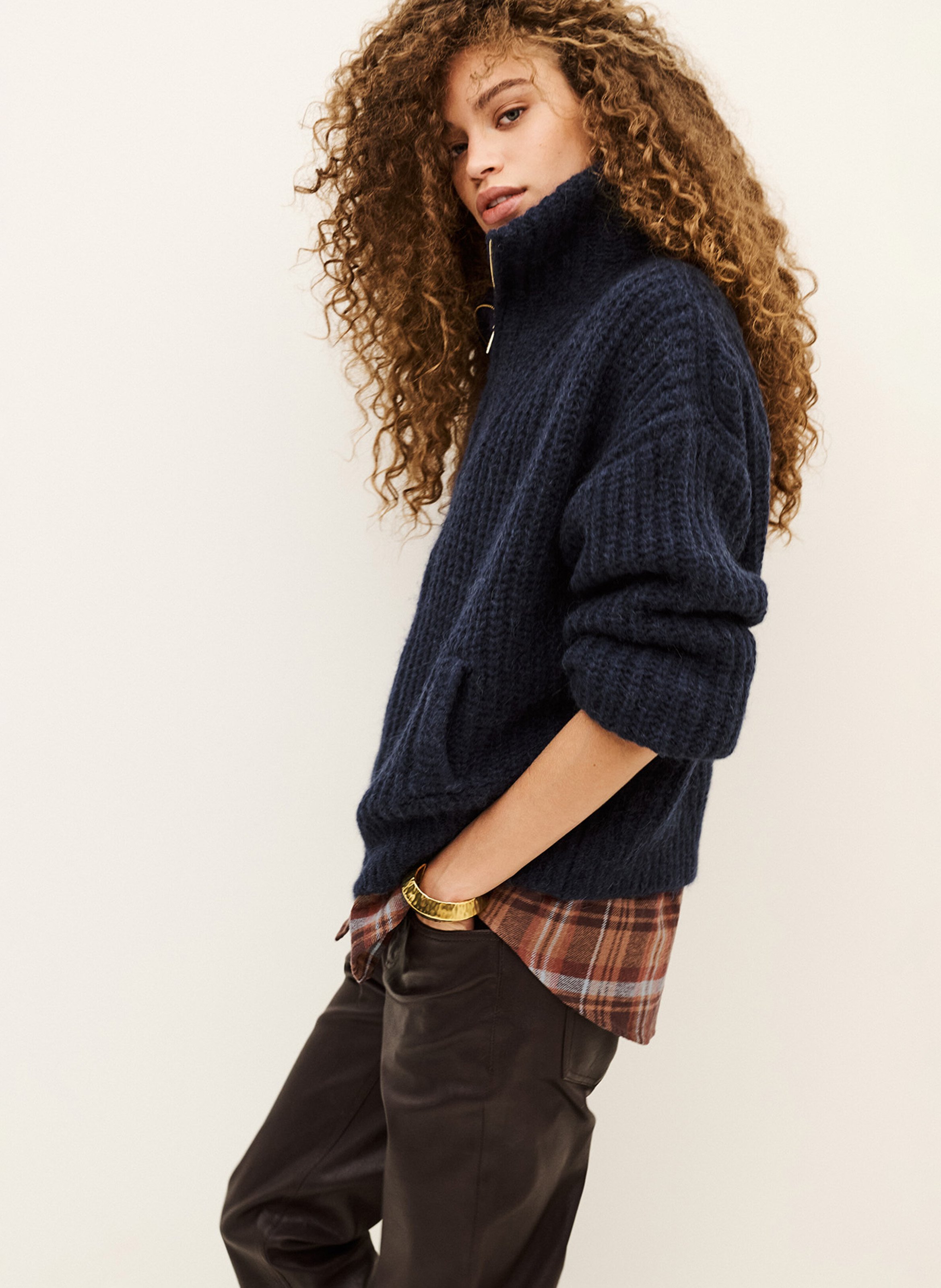 Cardigan ample en laine mélangée BA&SH Bleu