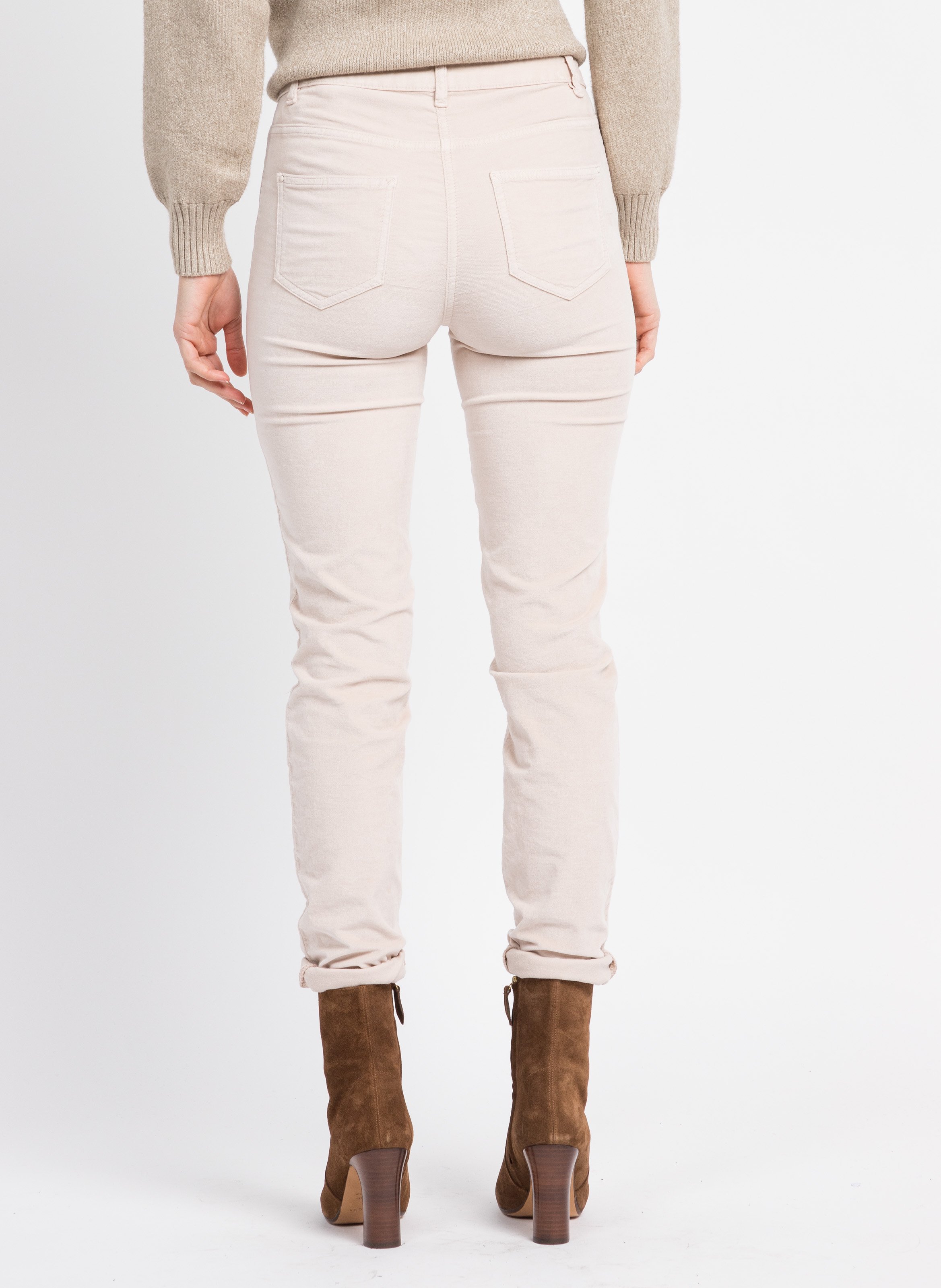 Smooth velvet slim-fit pants CAROLL Beige
