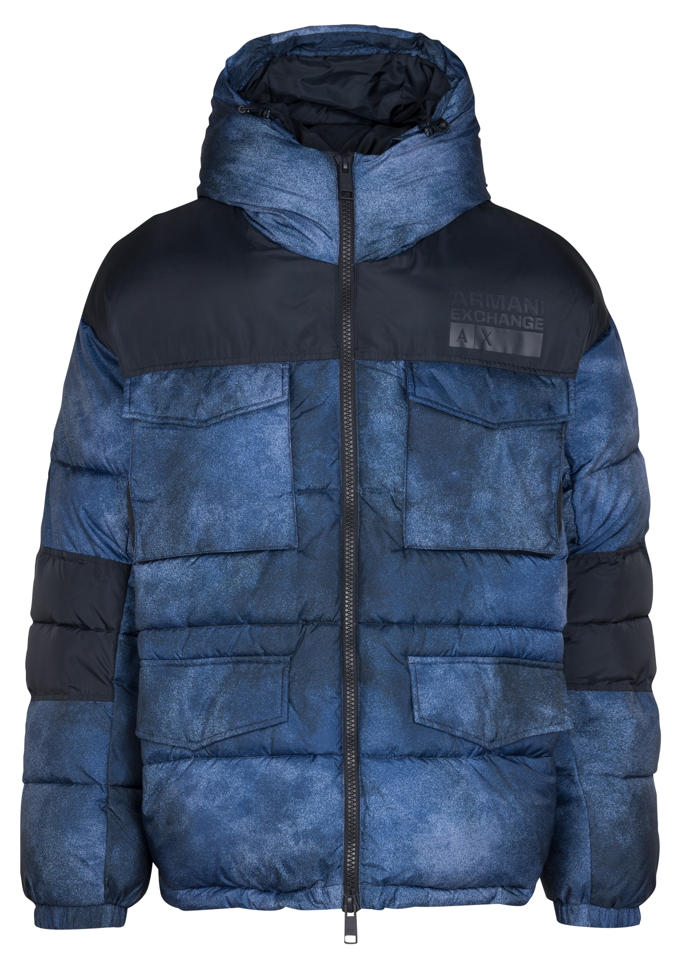 High-neck down jacket with hood ARMANI EXCHANGE Blue