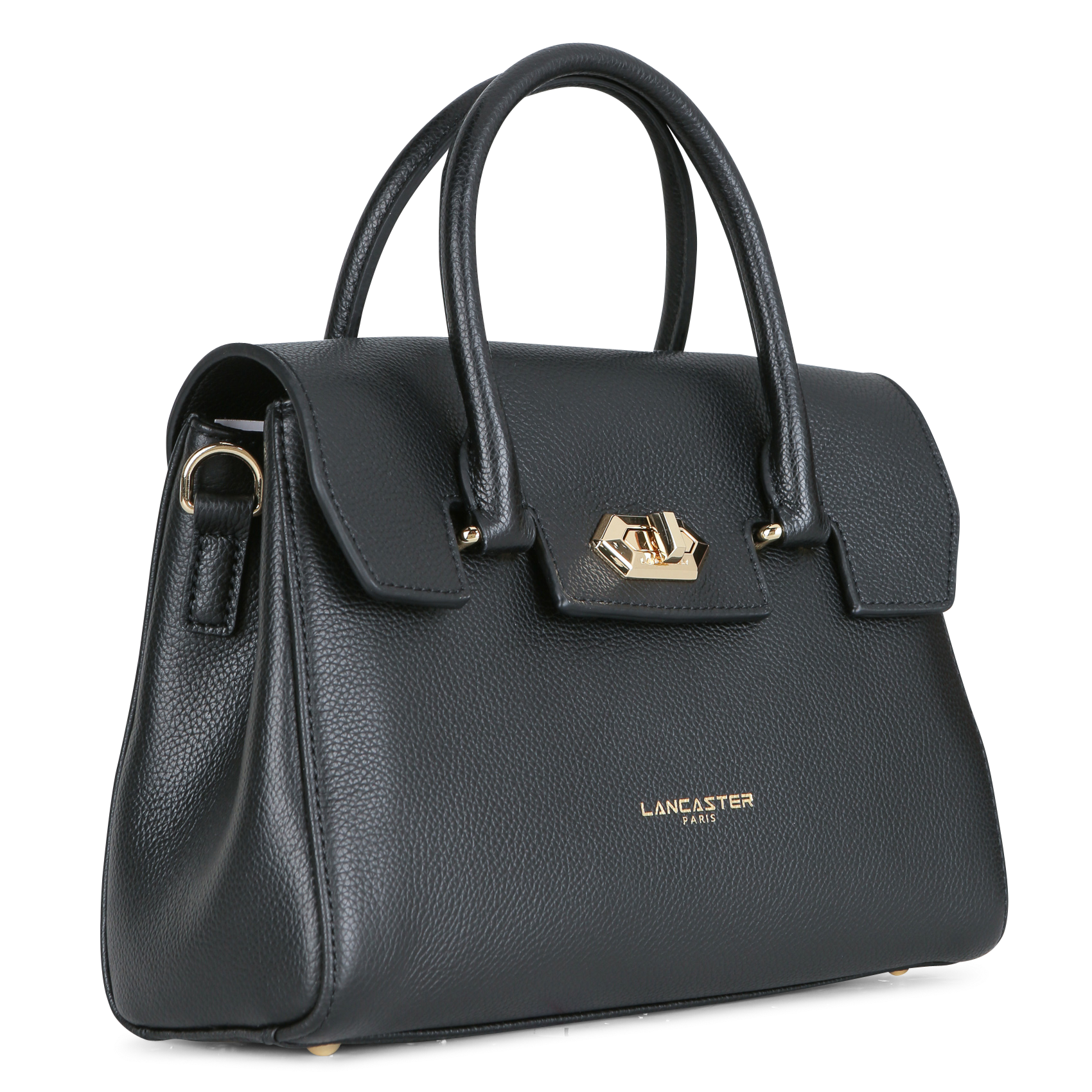 Schoudertas van generfd leer LANCASTER PARIS Zwart