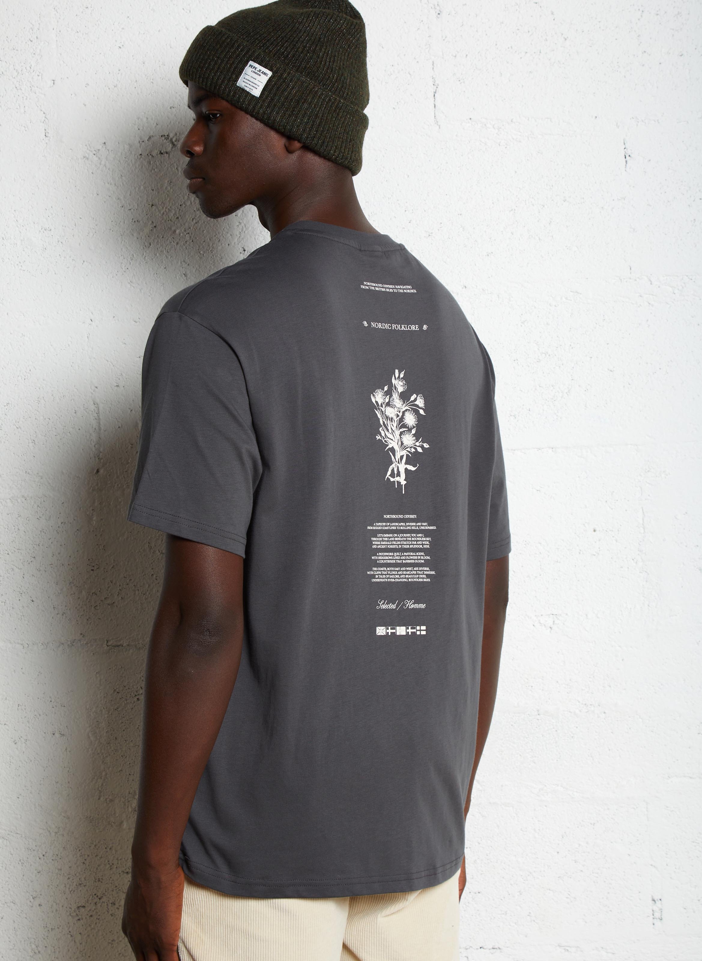 Ruimvallend T-shirt van biologisch katoen met ronde hals SELECTED Grijs