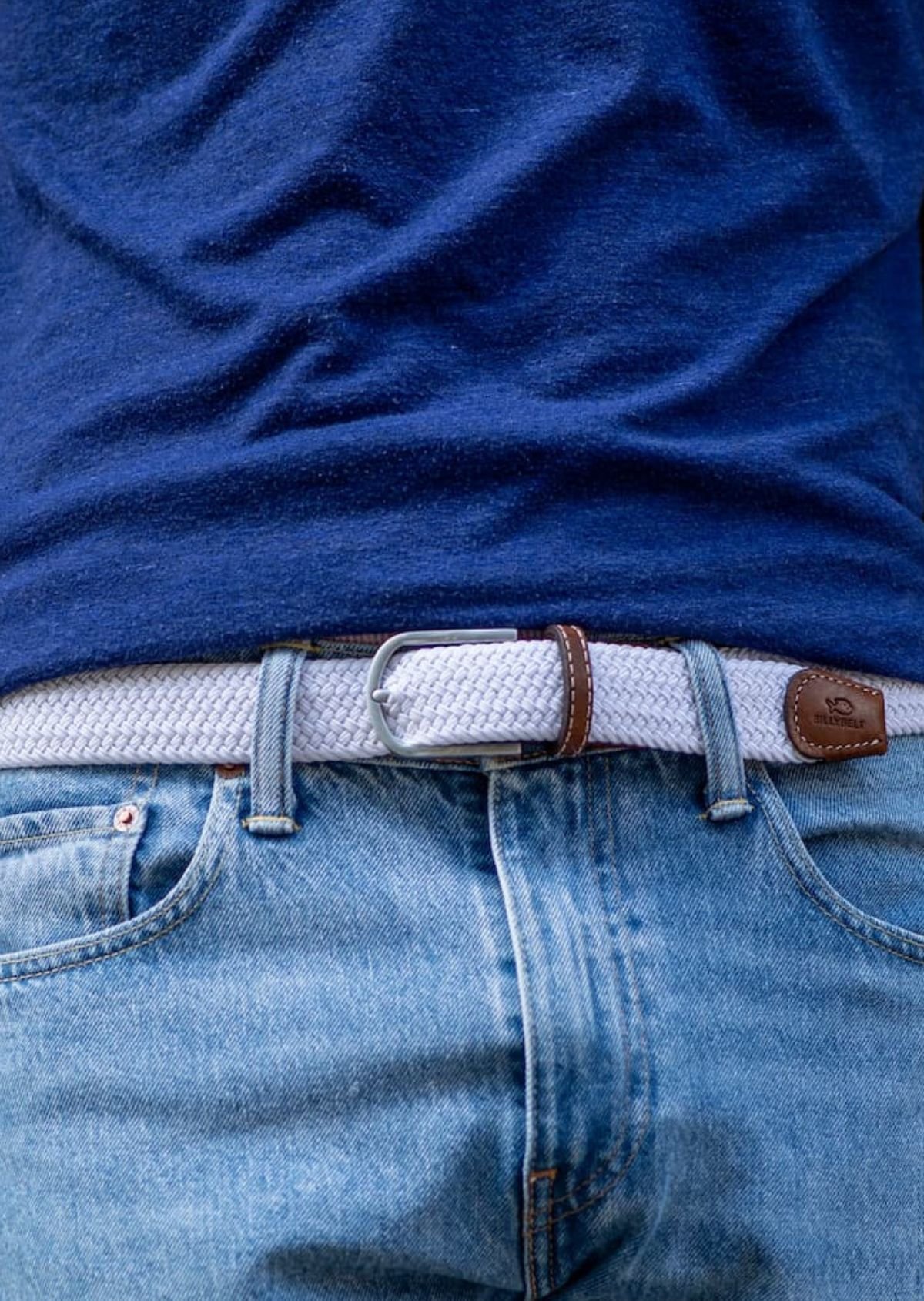 Solid Elastic Braided Belt BILLYBELT White