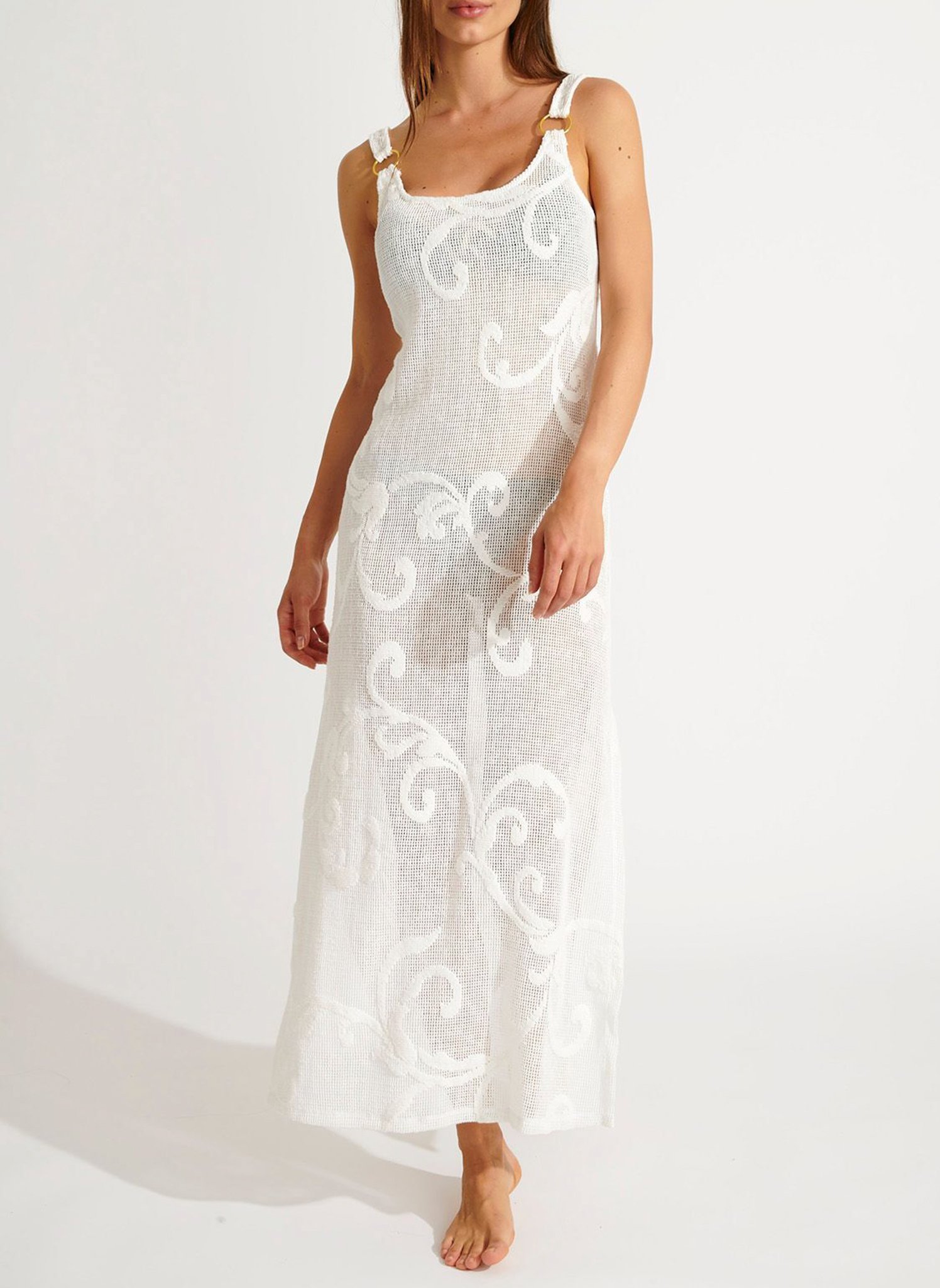 Embroidered cutout beachwear dress BANANA MOON Beige