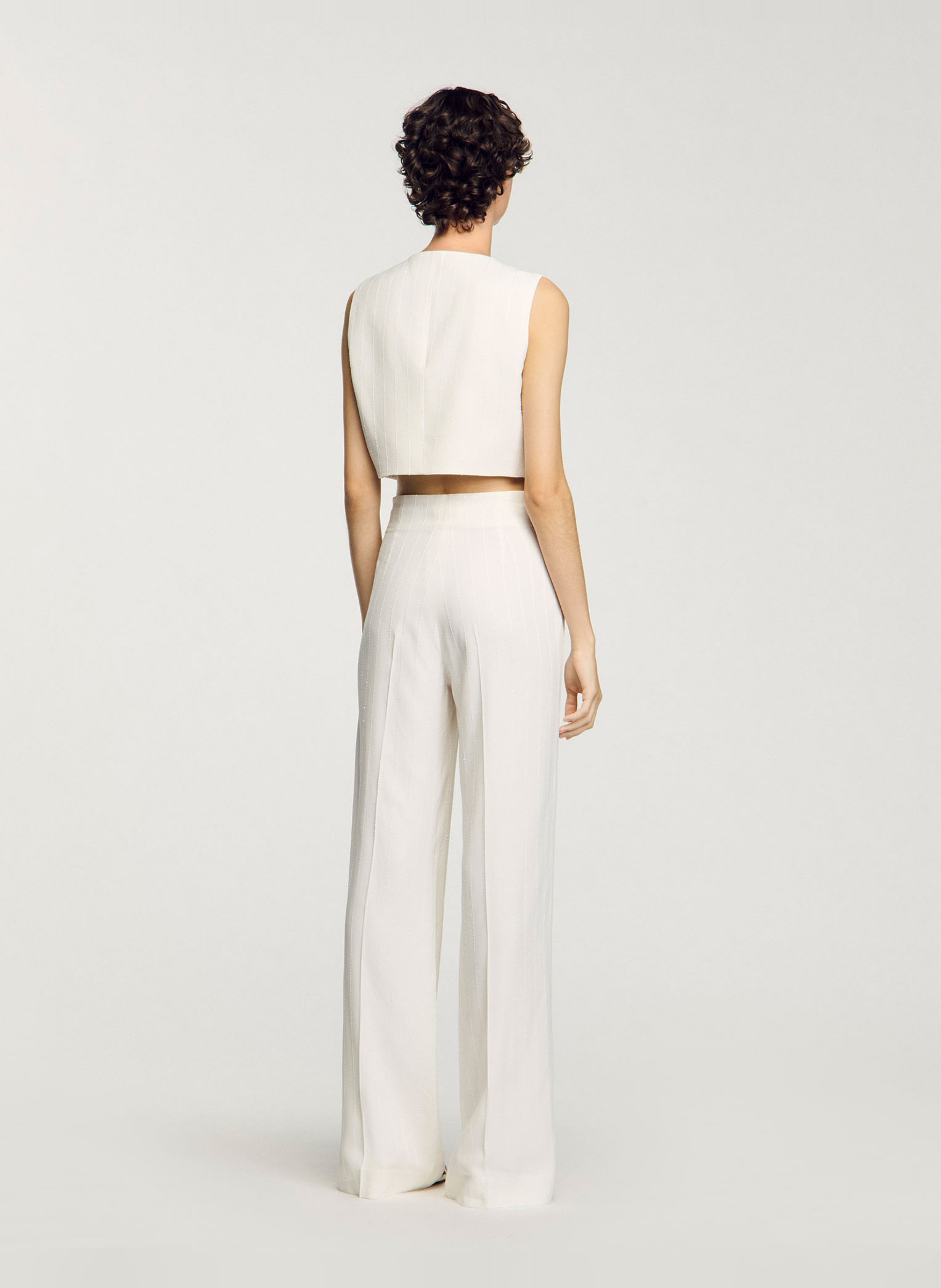 Straight leg sequin suit trousers SANDRO White